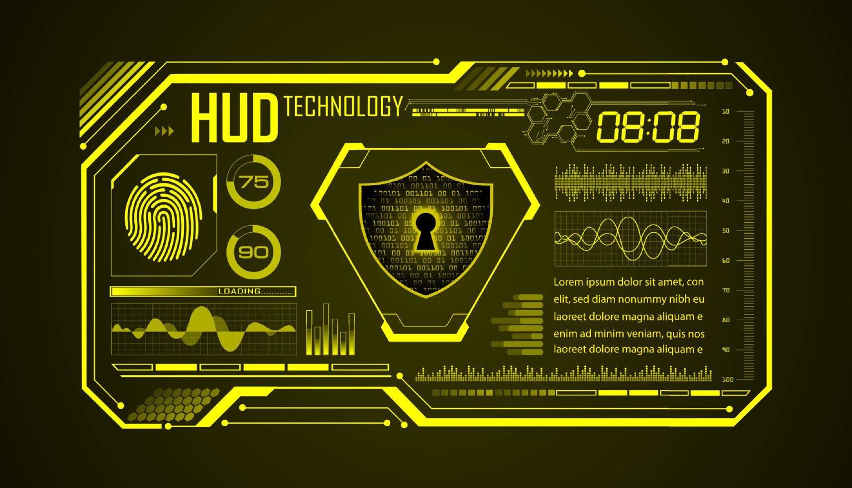 Modern HUD Technology Screen Background with lock vector