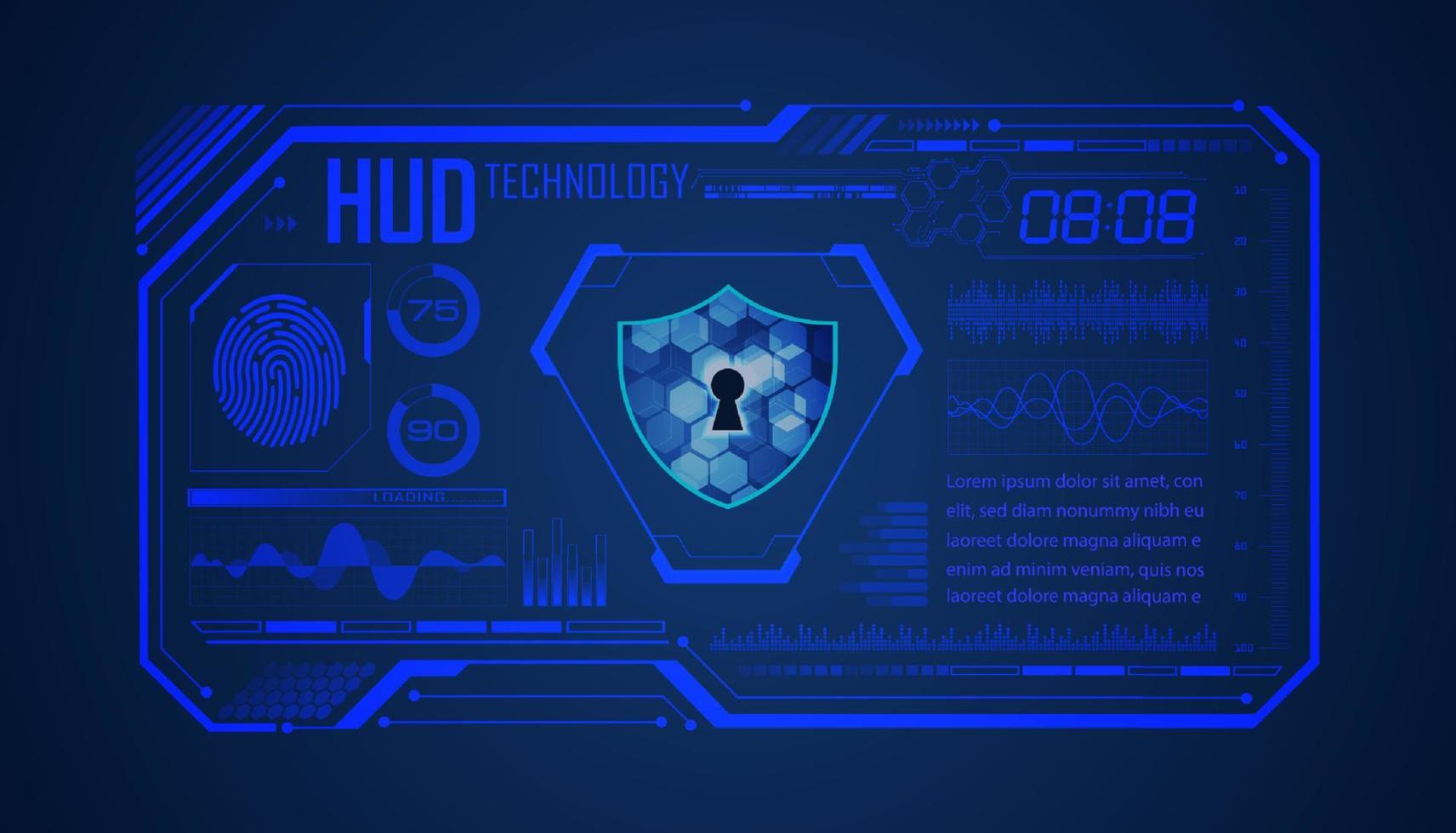 Modern HUD Technology Screen Background with lock vector