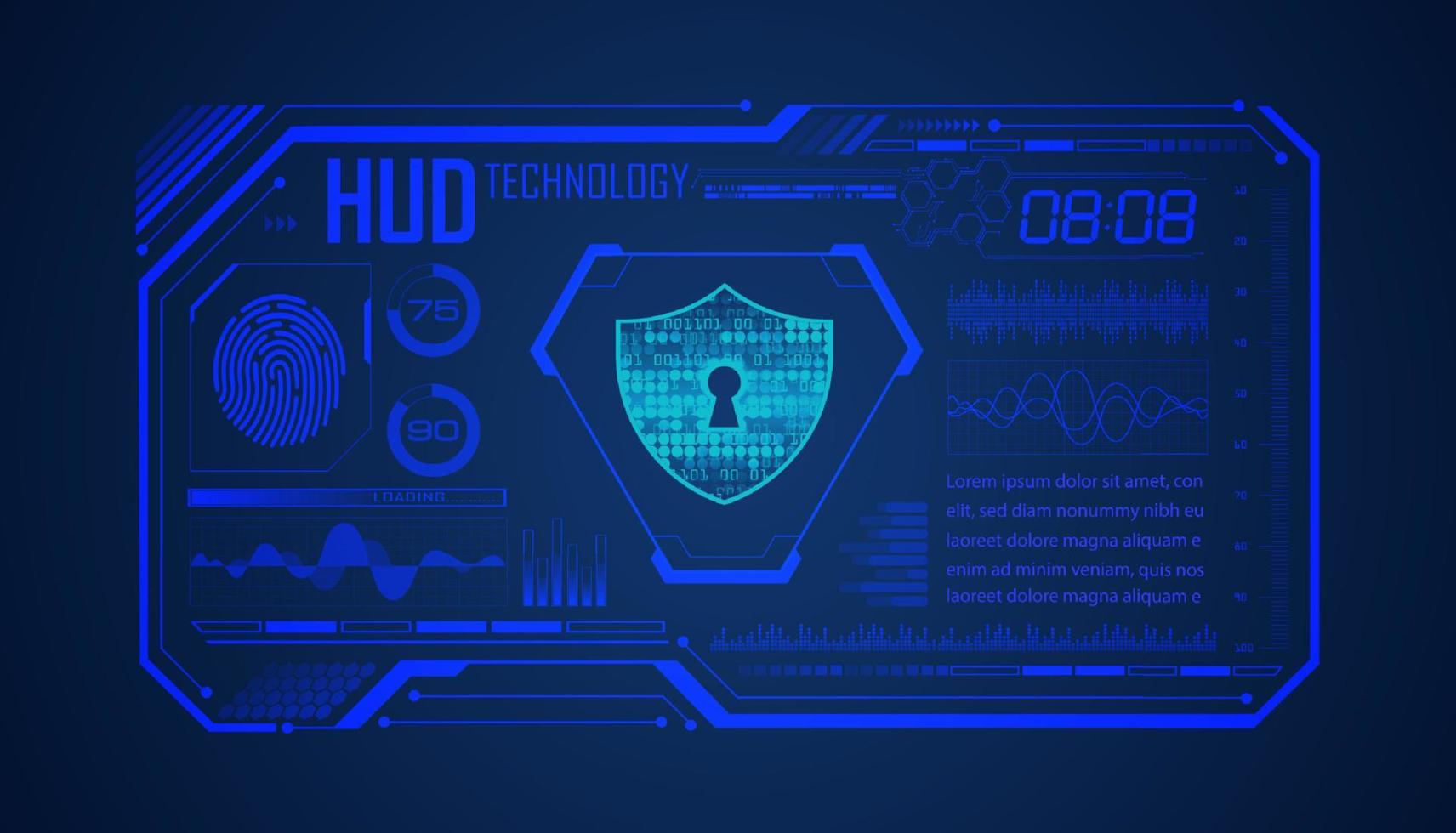Modern HUD Technology Screen Background with lock vector