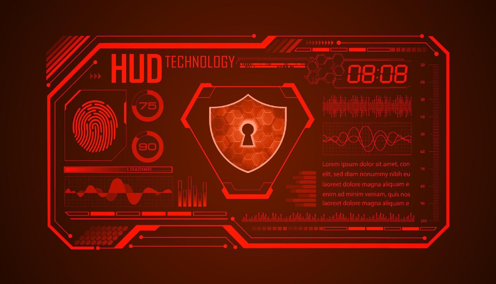 Modern HUD Technology Screen Background with lock vector