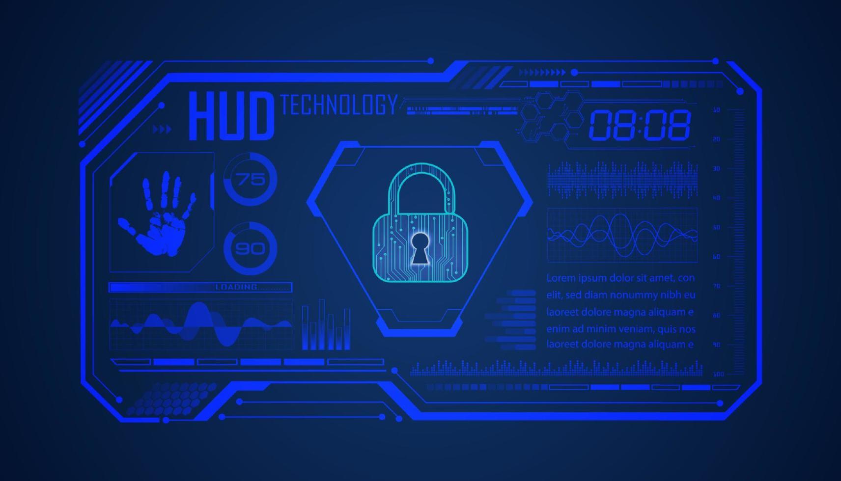 Modern HUD Technology Screen Background with lock vector