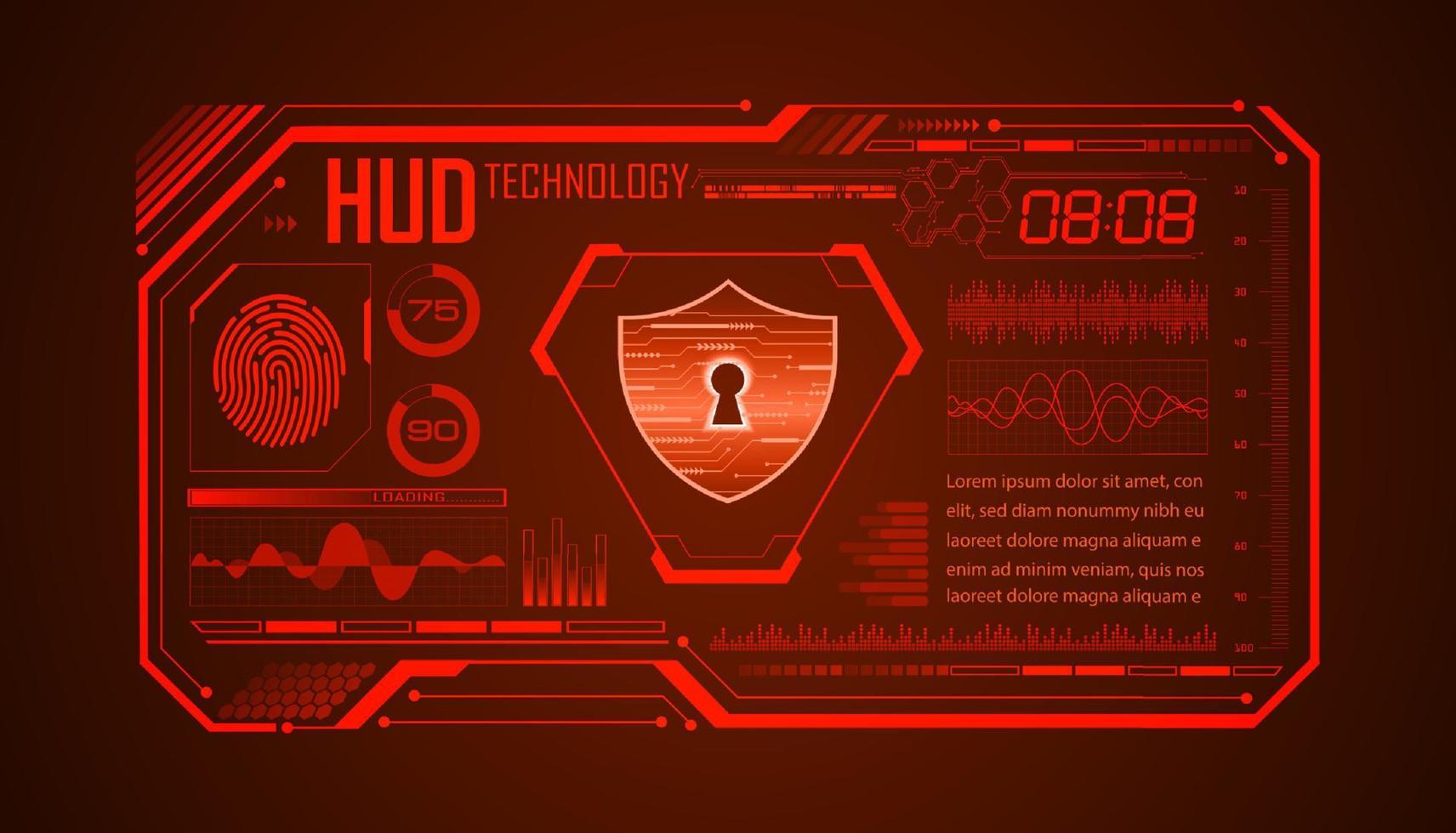 Modern HUD Technology Screen Background with lock vector