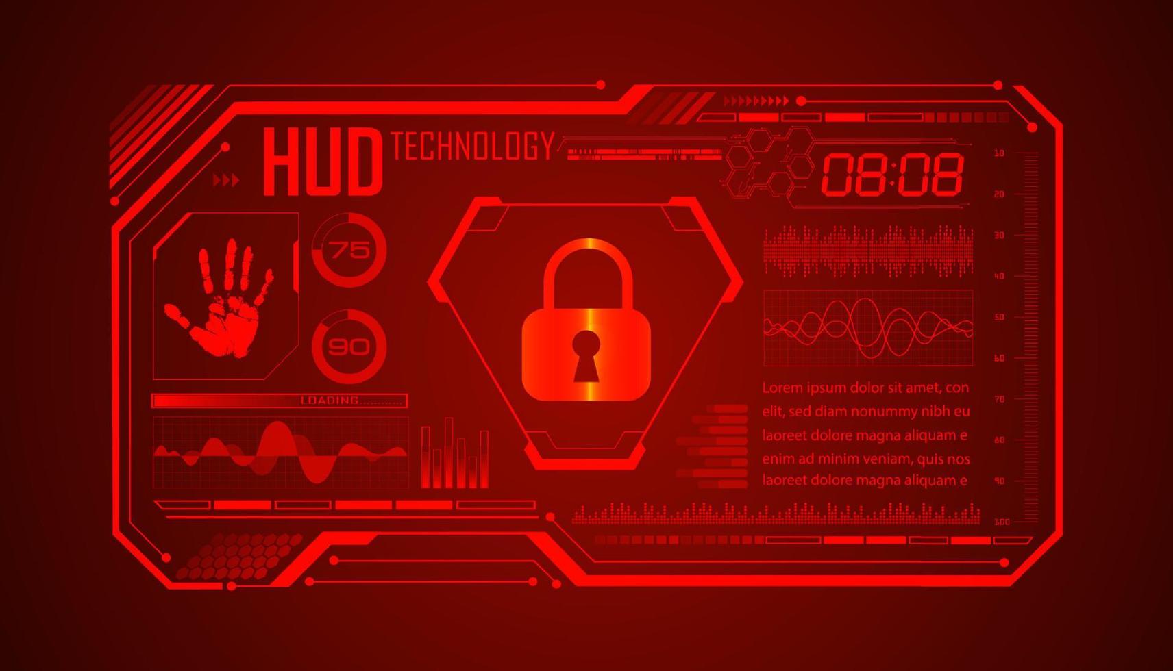 Modern HUD Technology Screen Background with lock vector