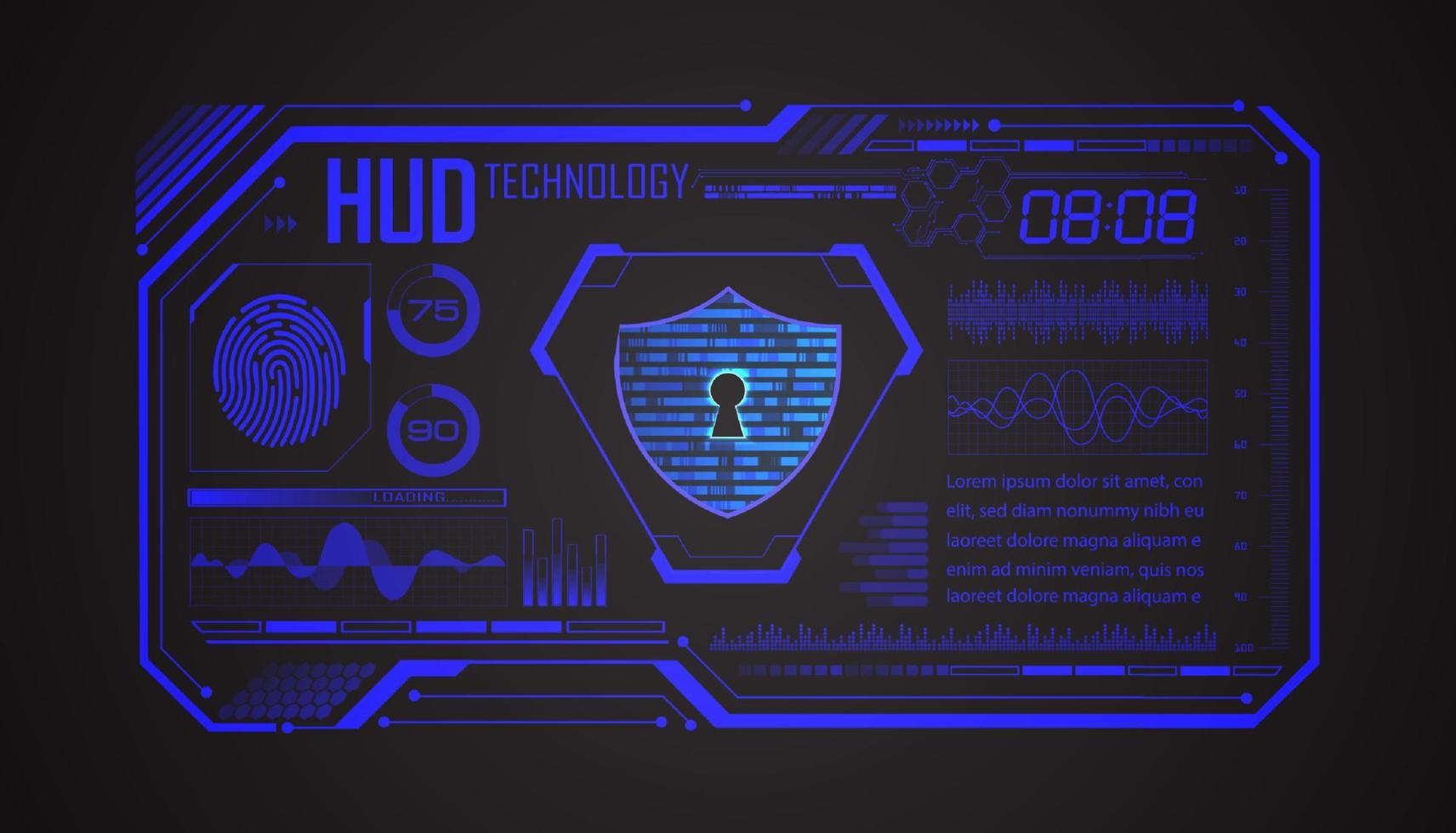 Modern HUD Technology Screen Background with lock vector