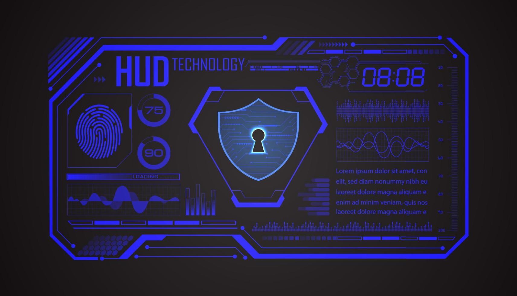 Modern HUD Technology Screen Background with lock vector