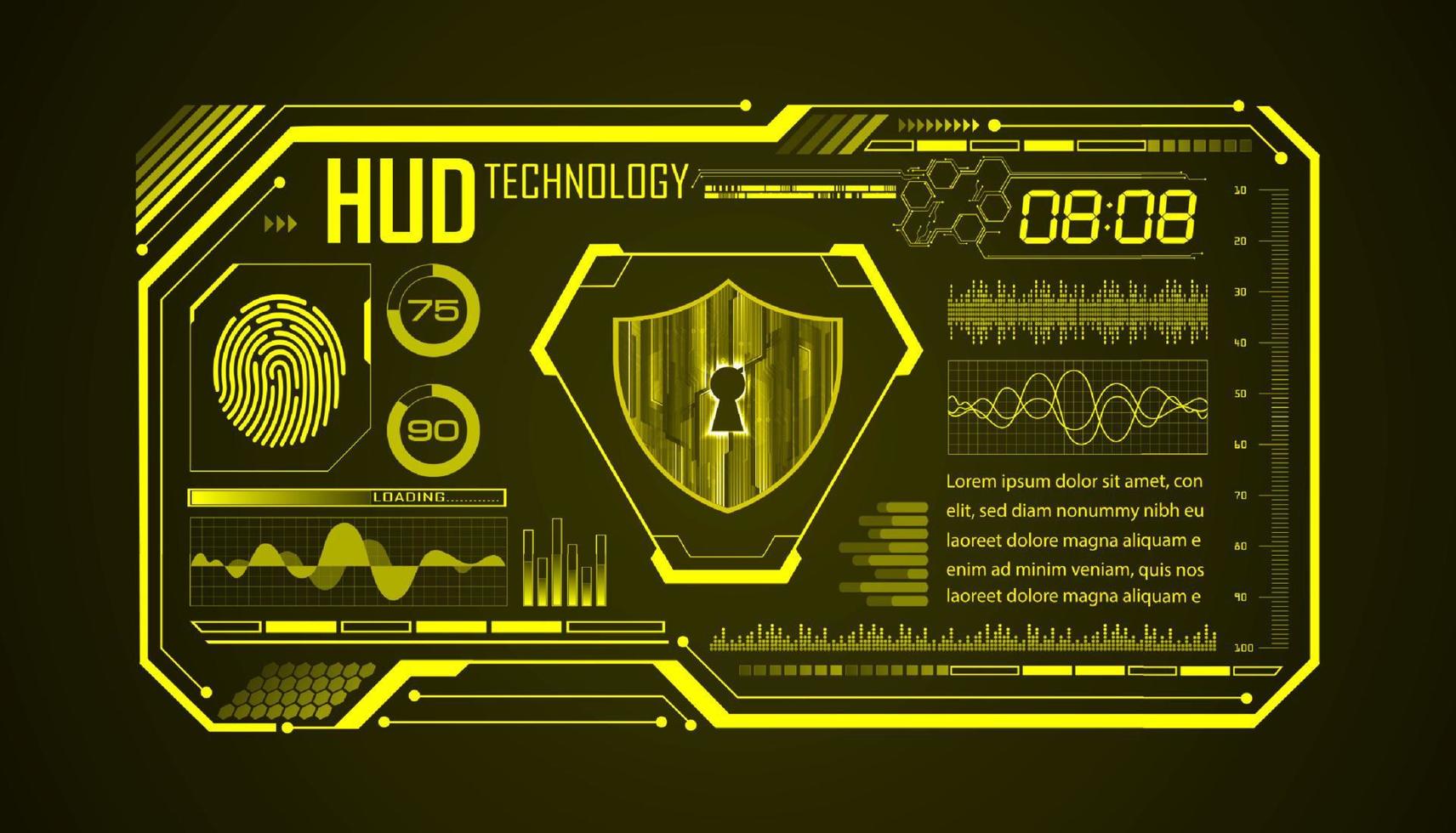 fondo de pantalla de tecnología hud moderna con bloqueo vector