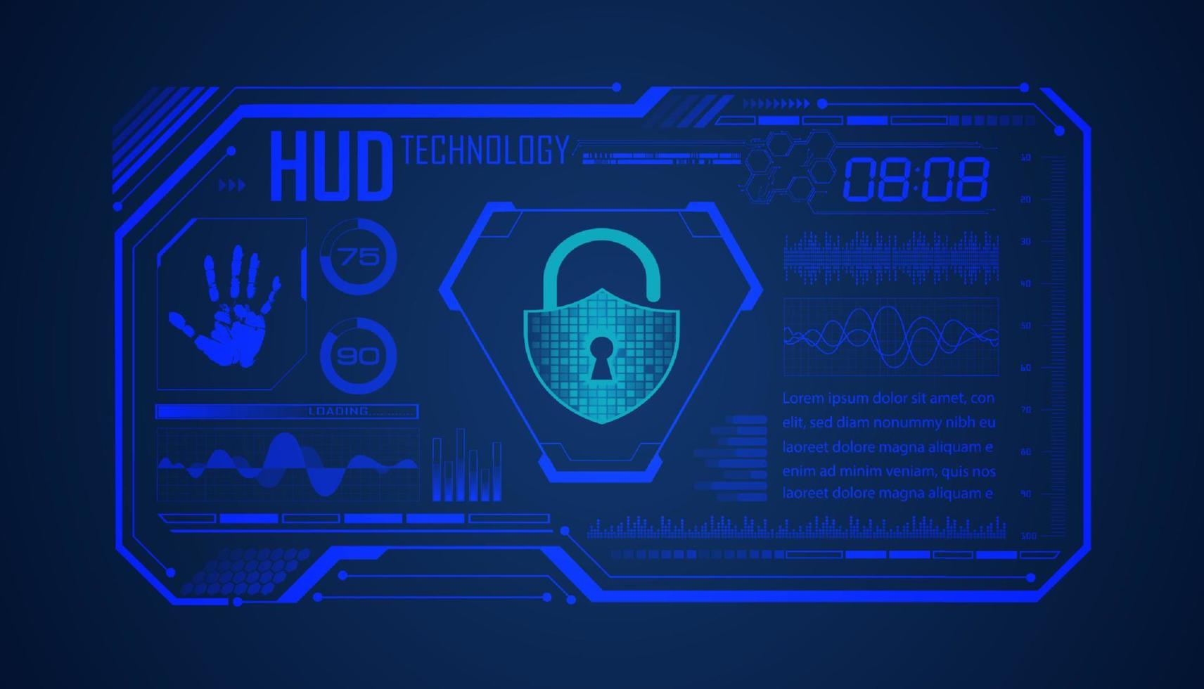 Modern HUD Technology Screen Background with lock vector