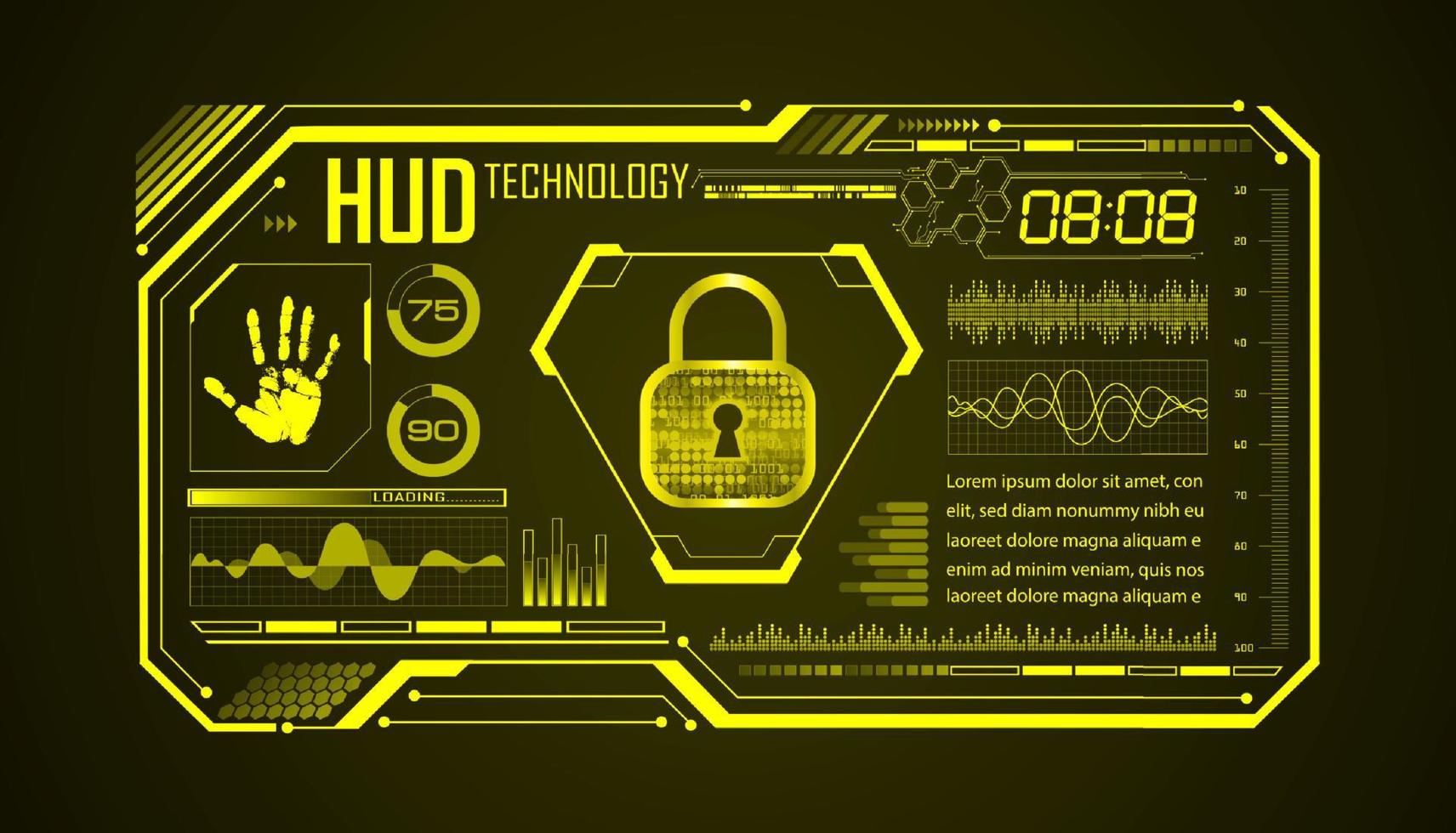 Modern HUD Technology Screen Background with lock vector