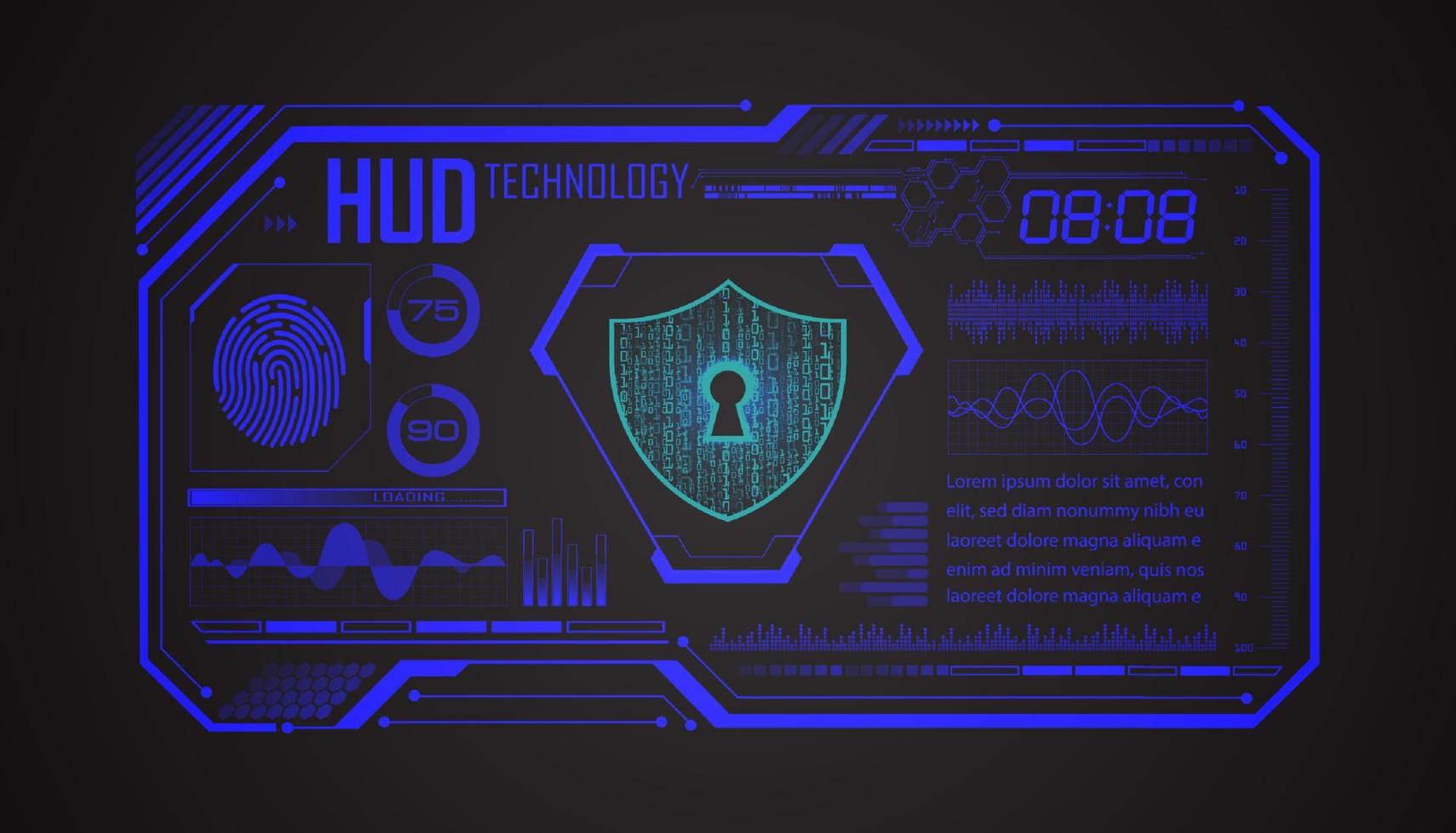 Modern HUD Technology Screen Background with lock vector