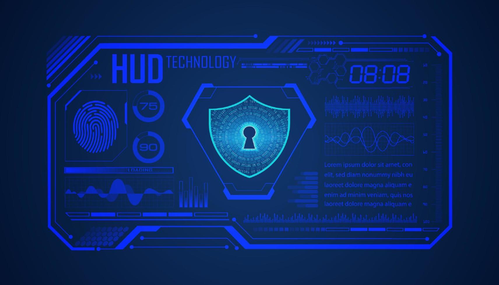 Modern HUD Technology Screen Background with lock vector