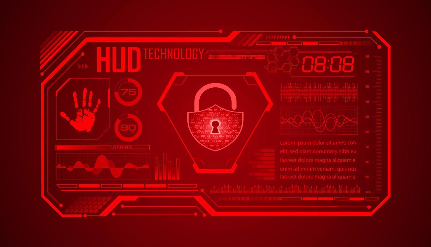Modern HUD Technology Screen Background with lock vector