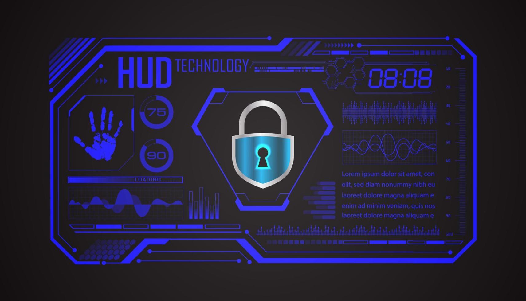 Modern HUD Technology Screen Background with lock vector