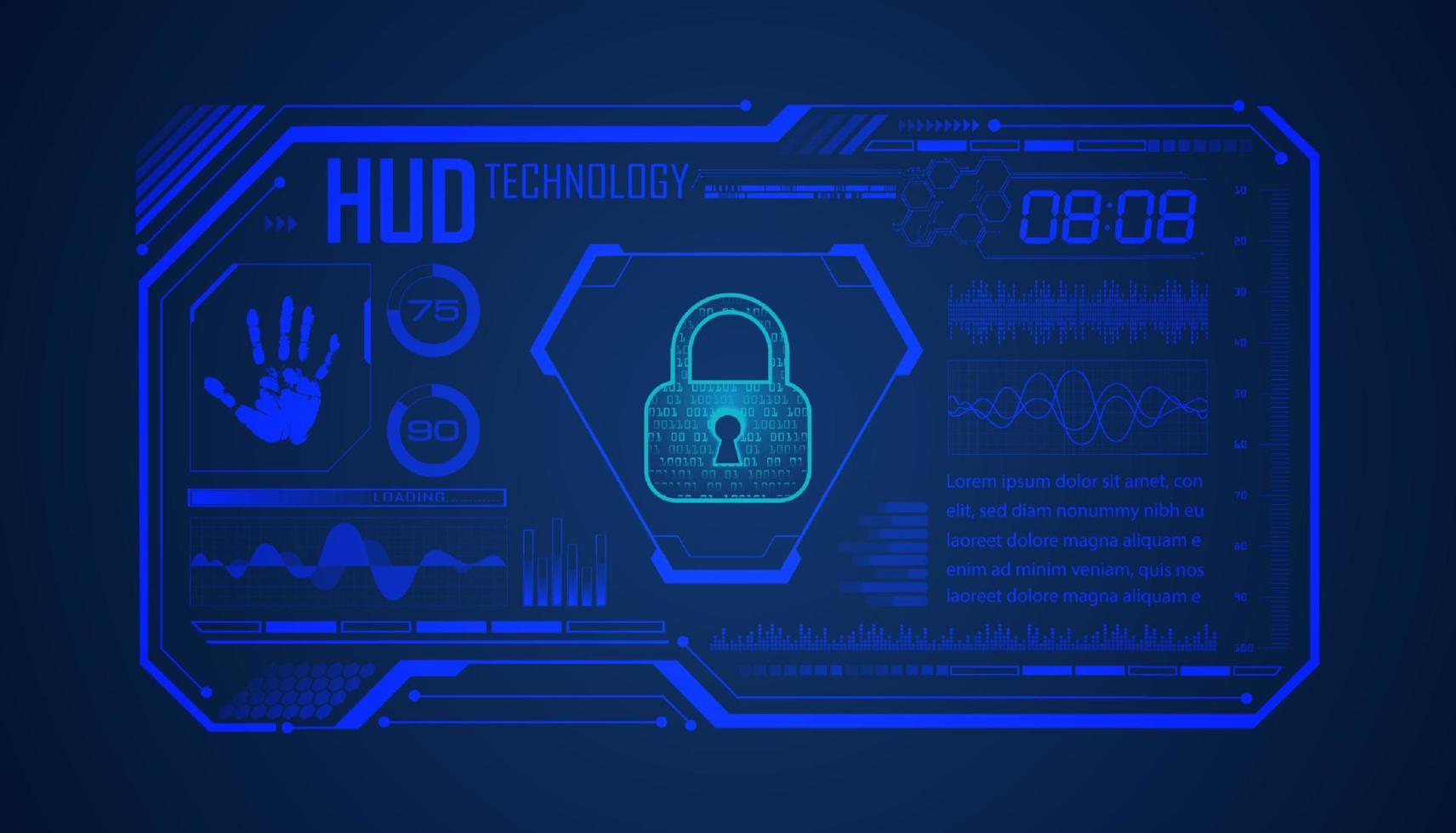 Modern HUD Technology Screen Background with lock vector