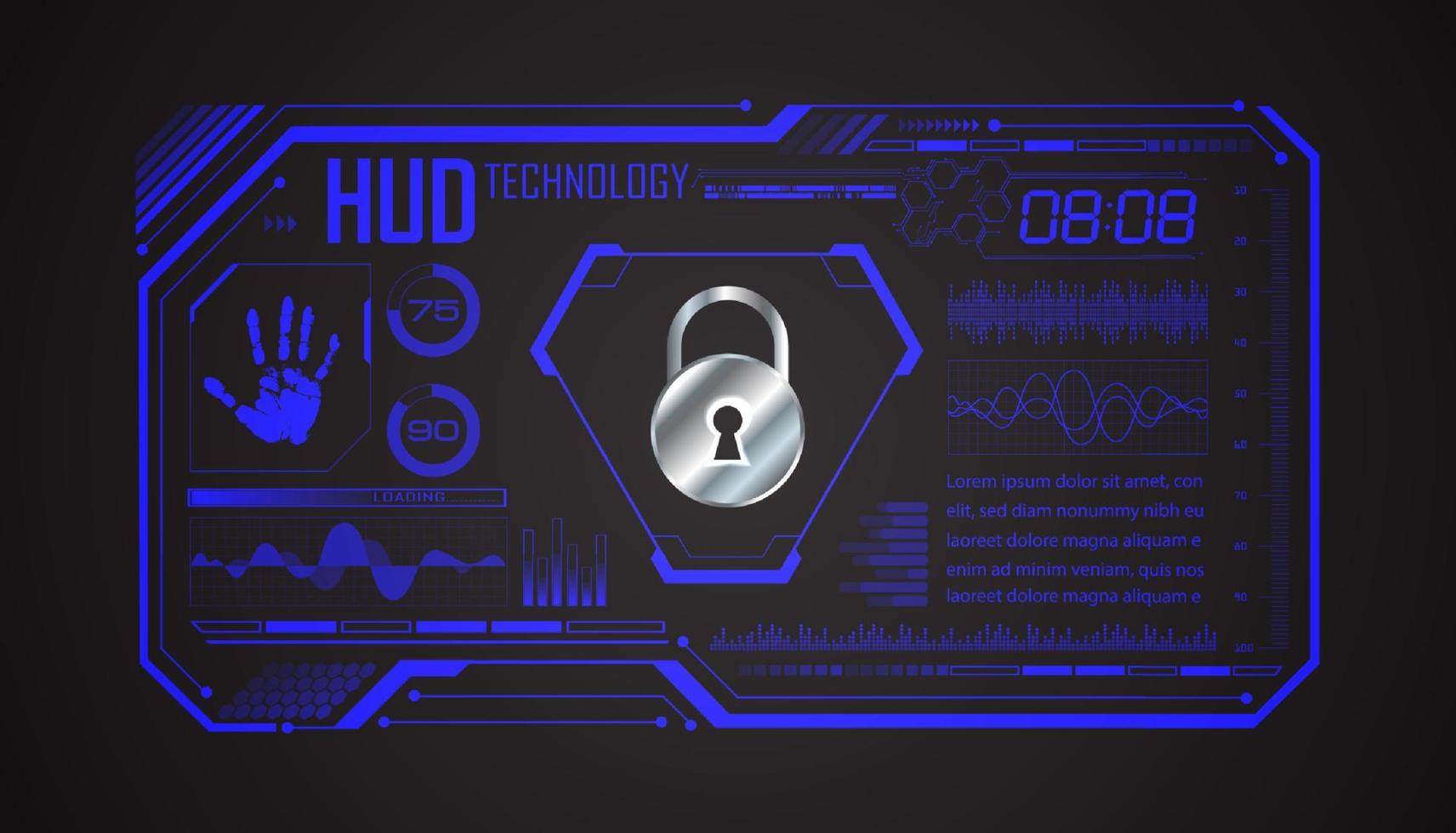 Modern HUD Technology Screen Background with lock vector
