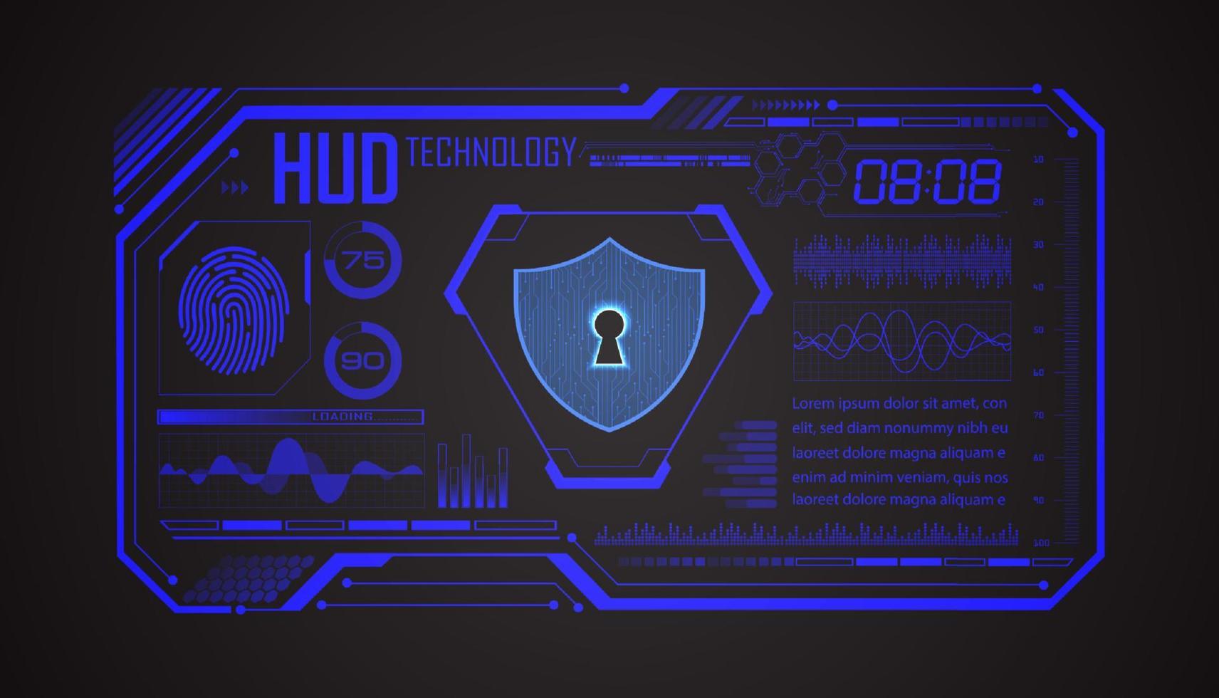 Modern HUD Technology Screen Background with lock vector