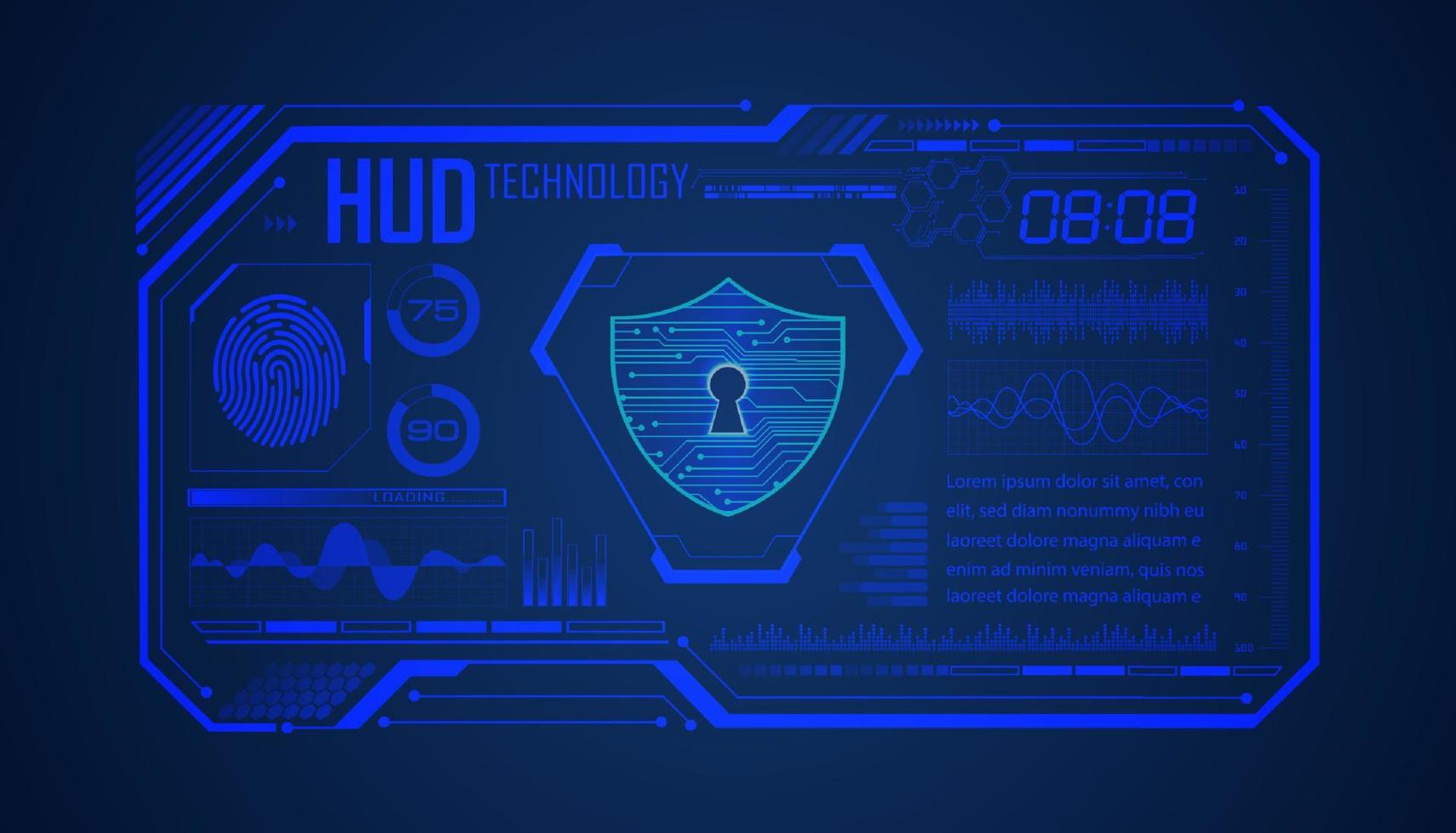Modern HUD Technology Screen Background with lock vector