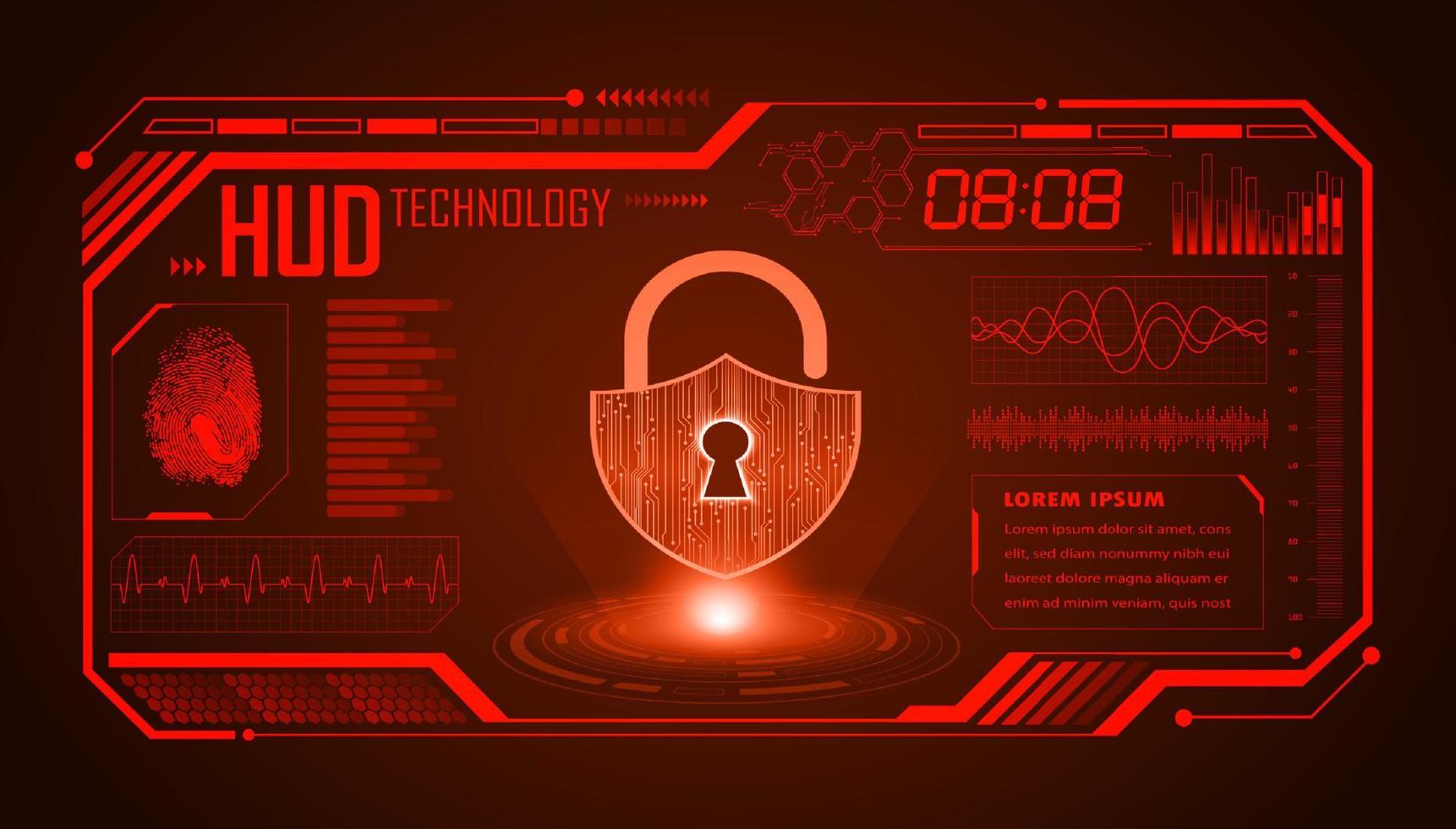 Modern HUD Technology Screen Background with lock vector