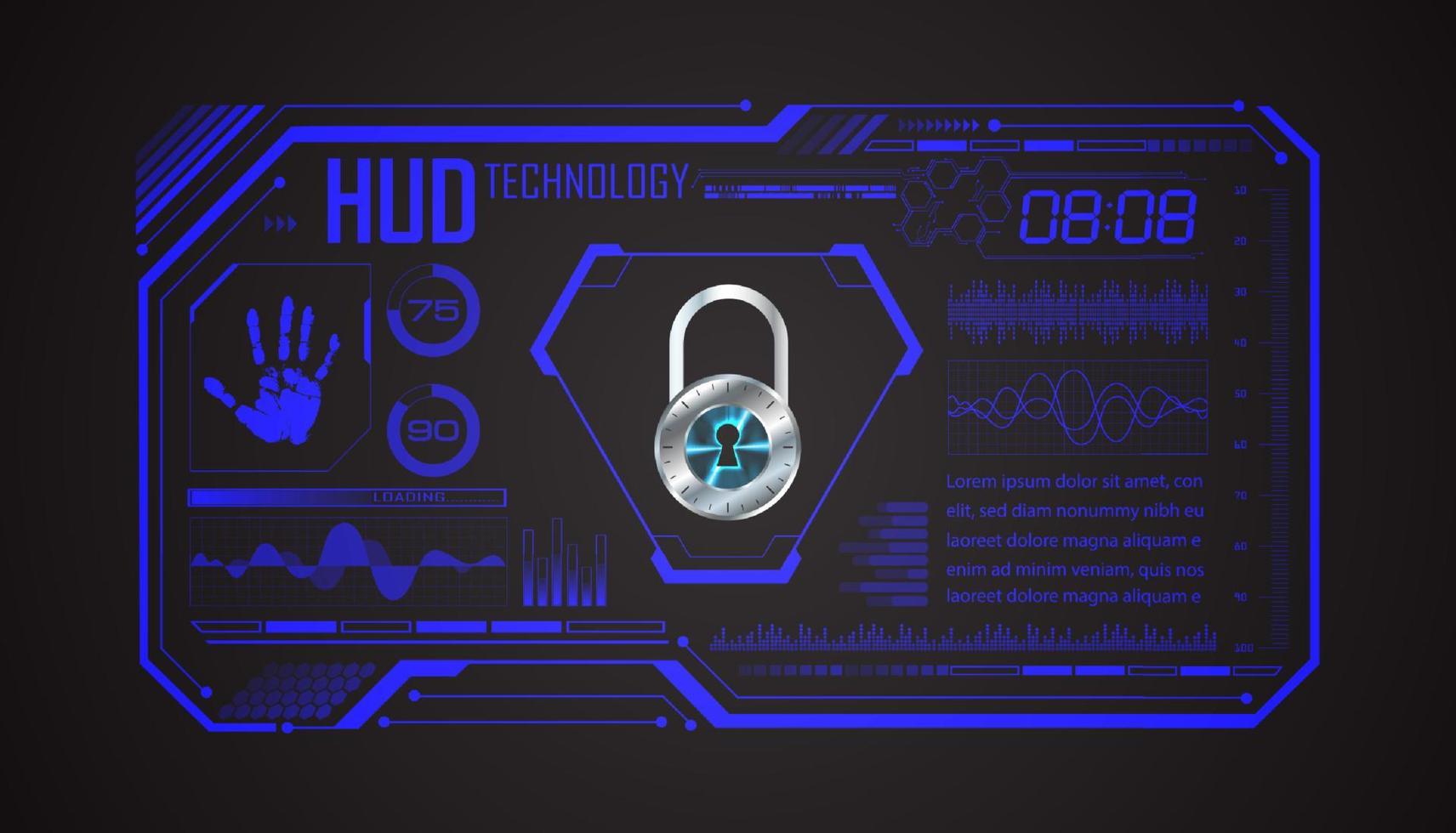 Modern HUD Technology Screen Background with lock vector