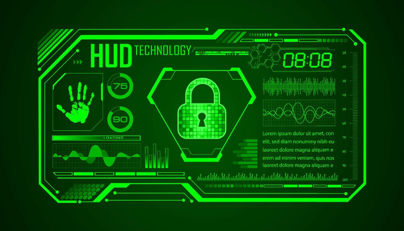 Modern HUD Technology Screen Background with lock vector