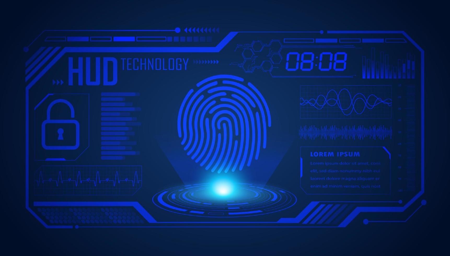 Modern HUD Technology Screen Background with lock vector