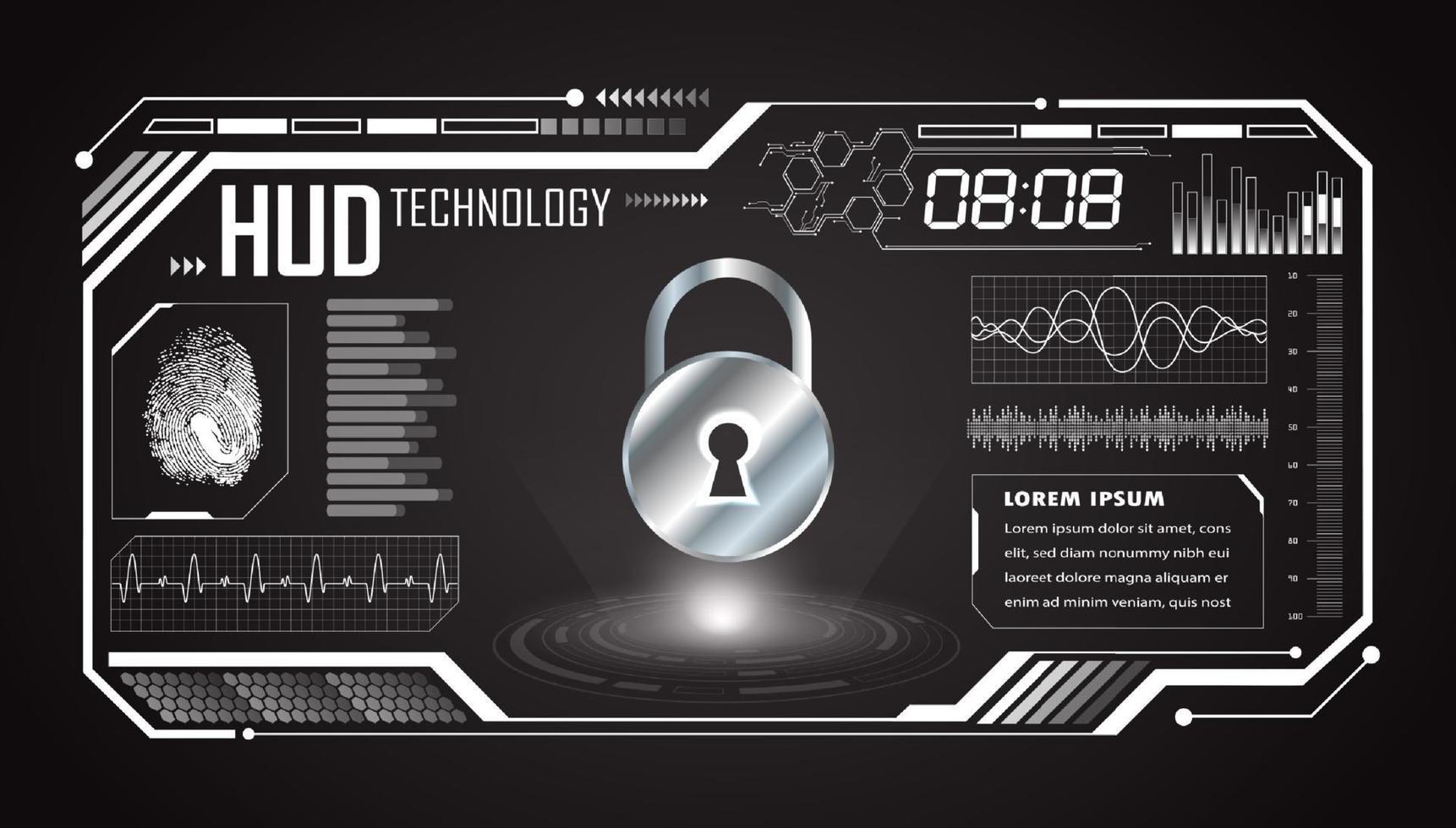 Modern HUD Technology Screen Background with lock vector