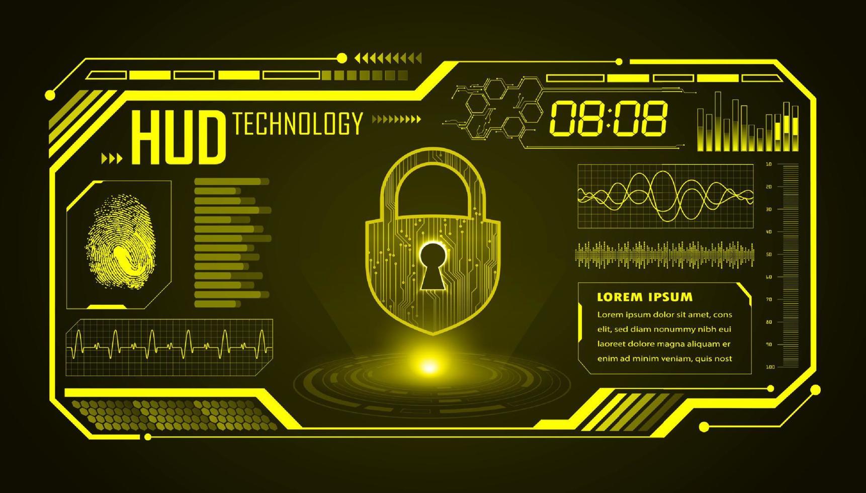 Modern HUD Technology Screen Background with lock vector