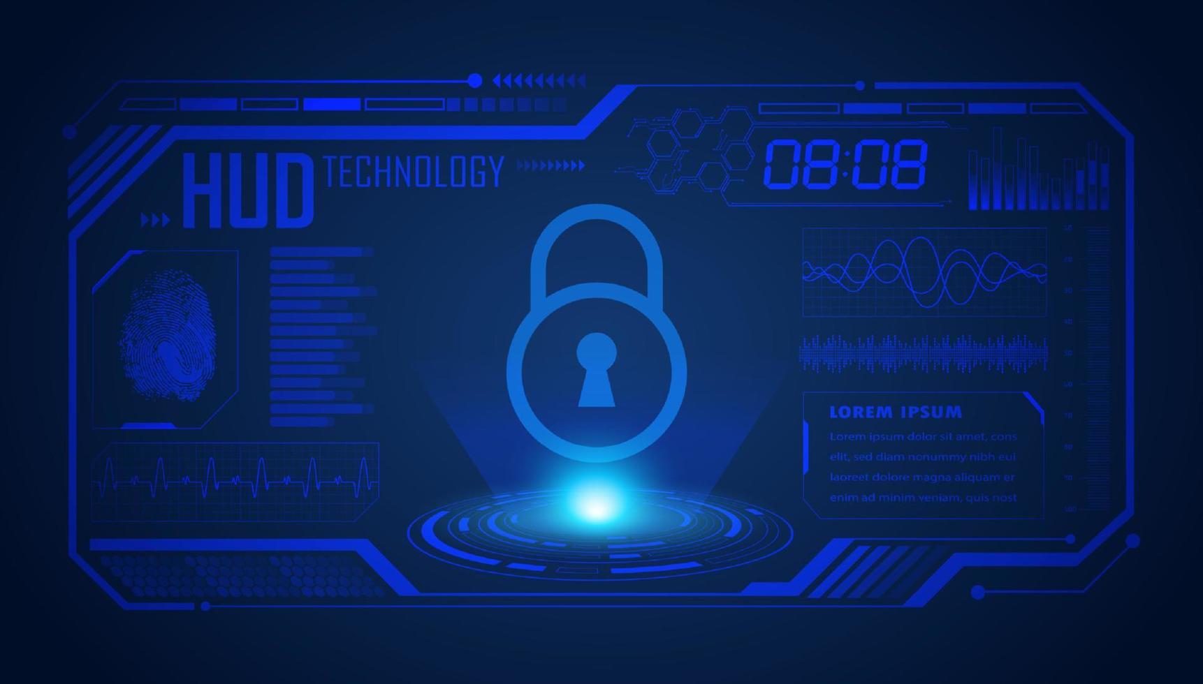 Modern HUD Technology Screen Background with lock vector