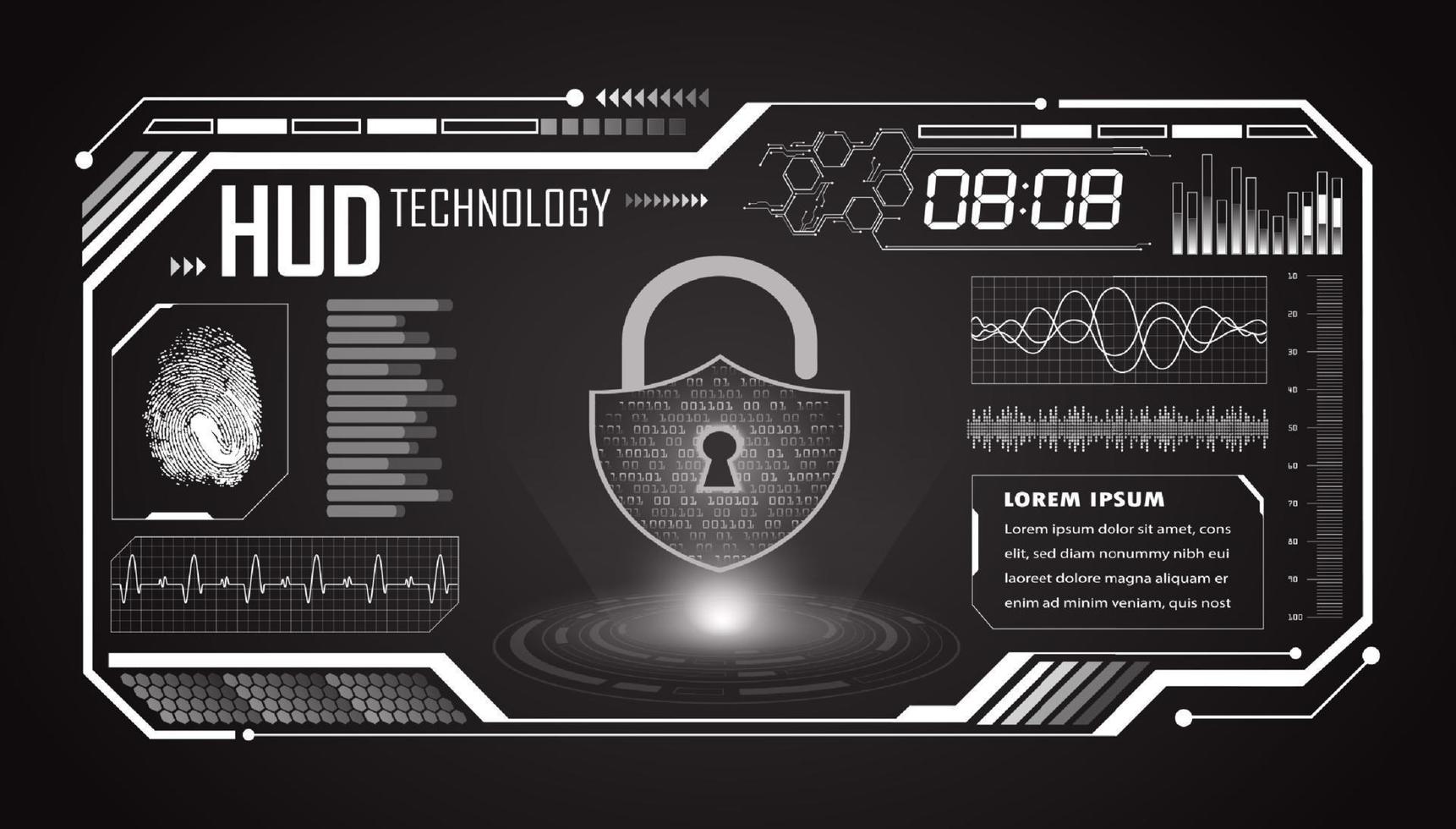 Modern HUD Technology Screen Background with lock vector