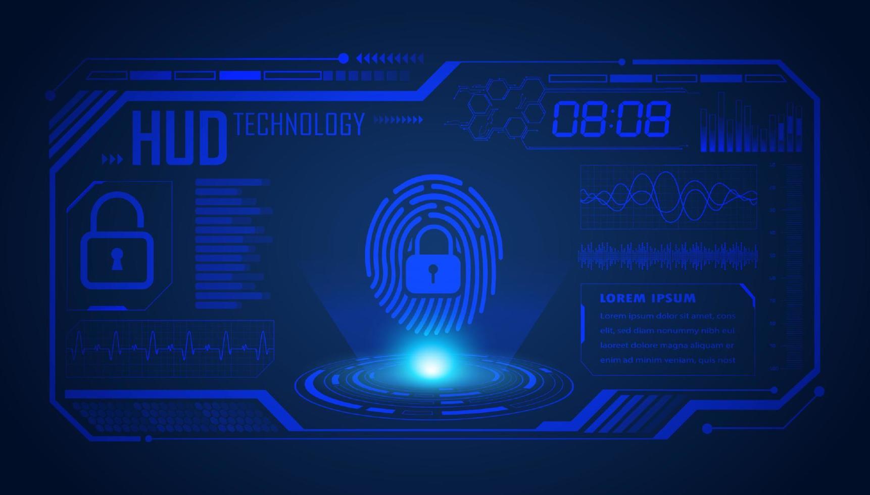 Modern HUD Technology Screen Background with lock vector