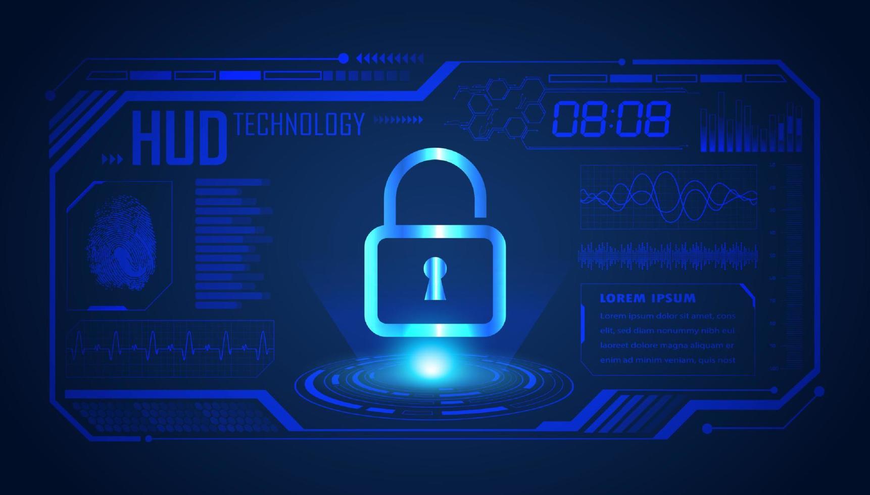Modern HUD Technology Screen Background with lock vector