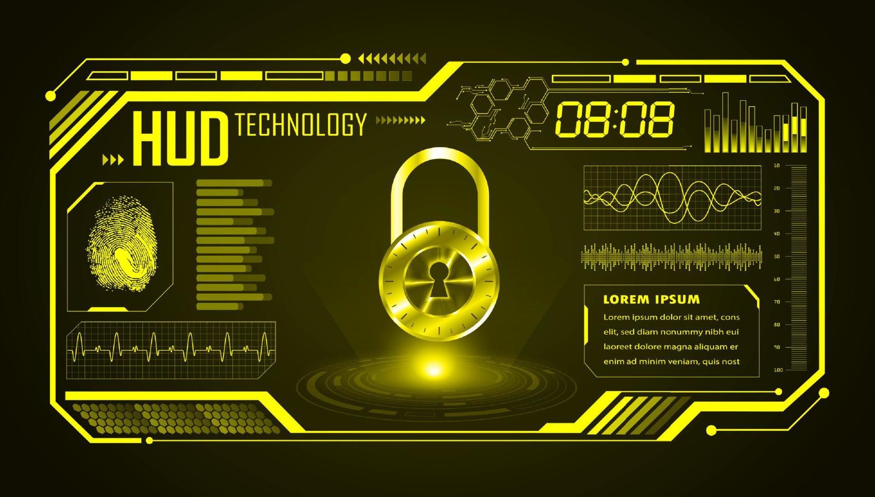 Modern HUD Technology Screen Background with lock vector