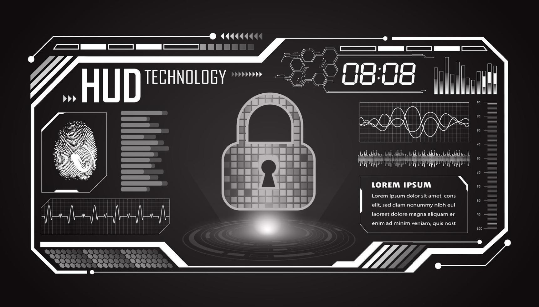 Modern HUD Technology Screen Background with lock vector