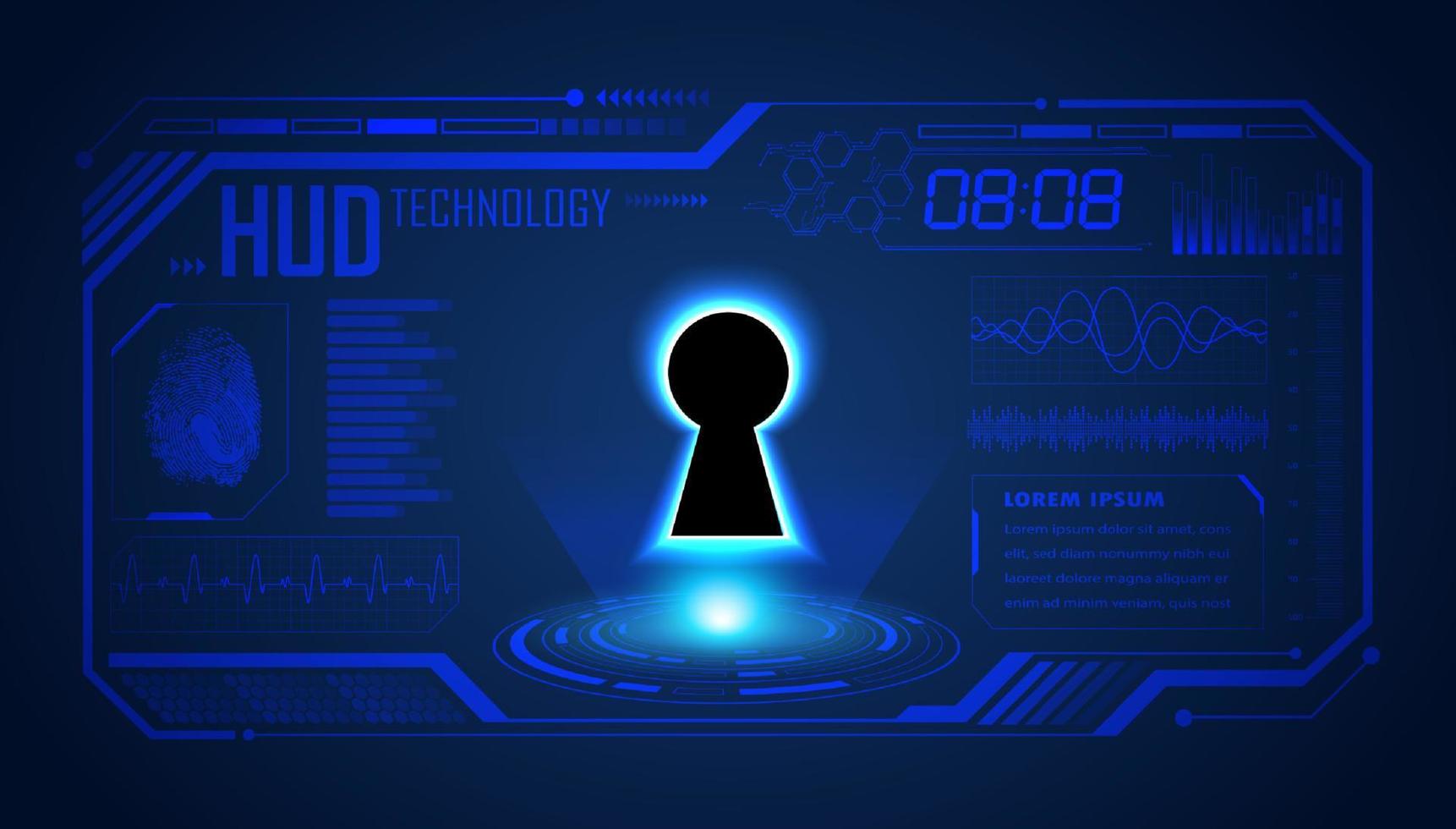 Modern HUD Technology Screen Background with lock vector
