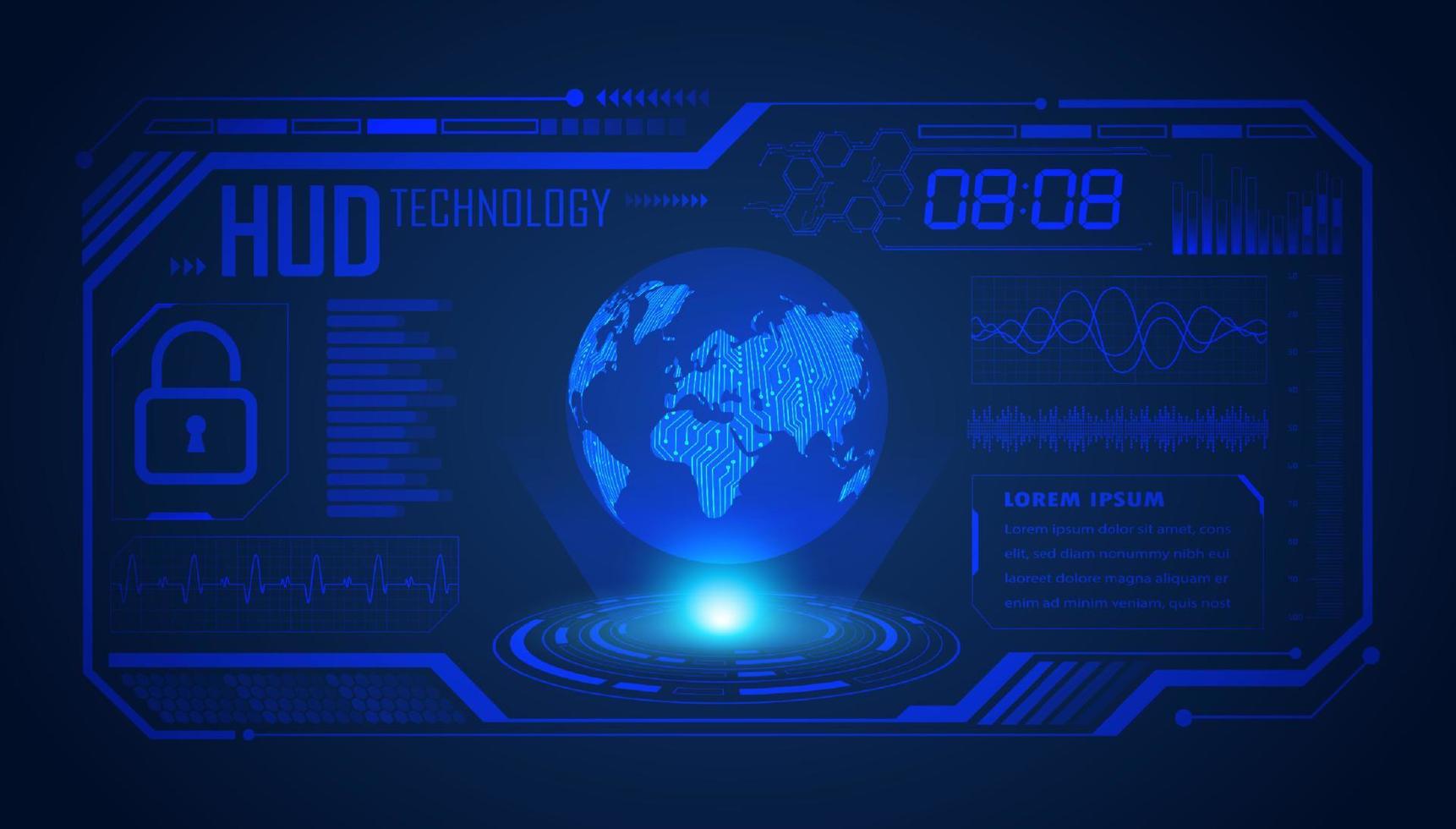 Modern HUD Technology Screen Background with blue globe vector