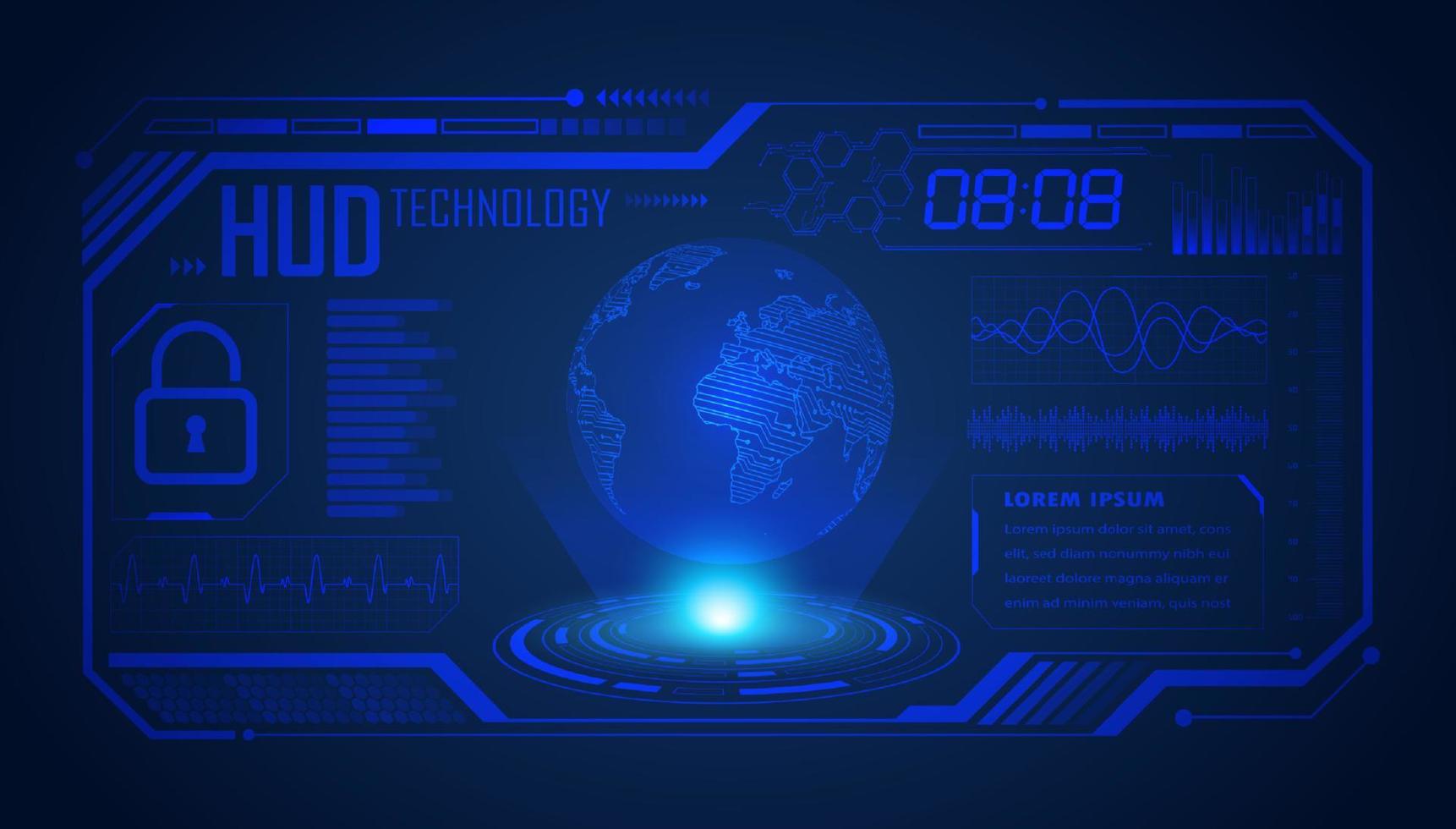 Modern HUD Technology Screen Background with blue globe vector