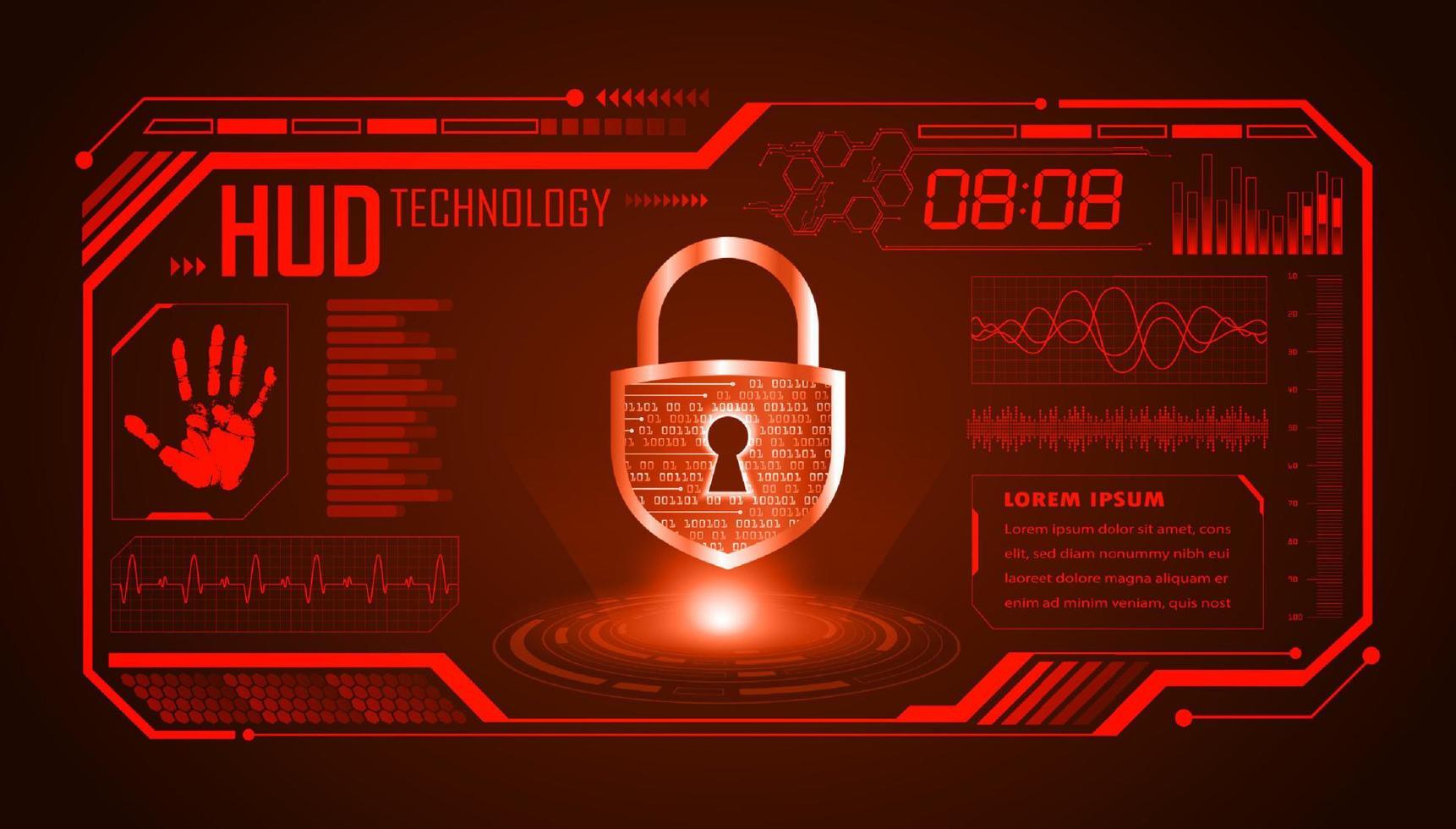 Modern HUD Technology Screen Background with lock vector