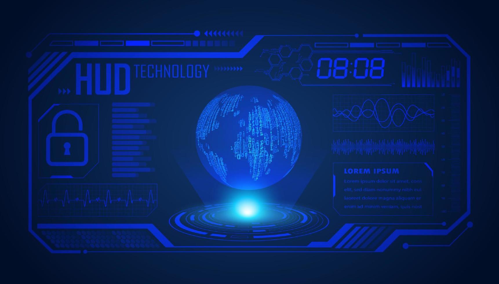 Modern HUD Technology Screen Background with blue globe vector