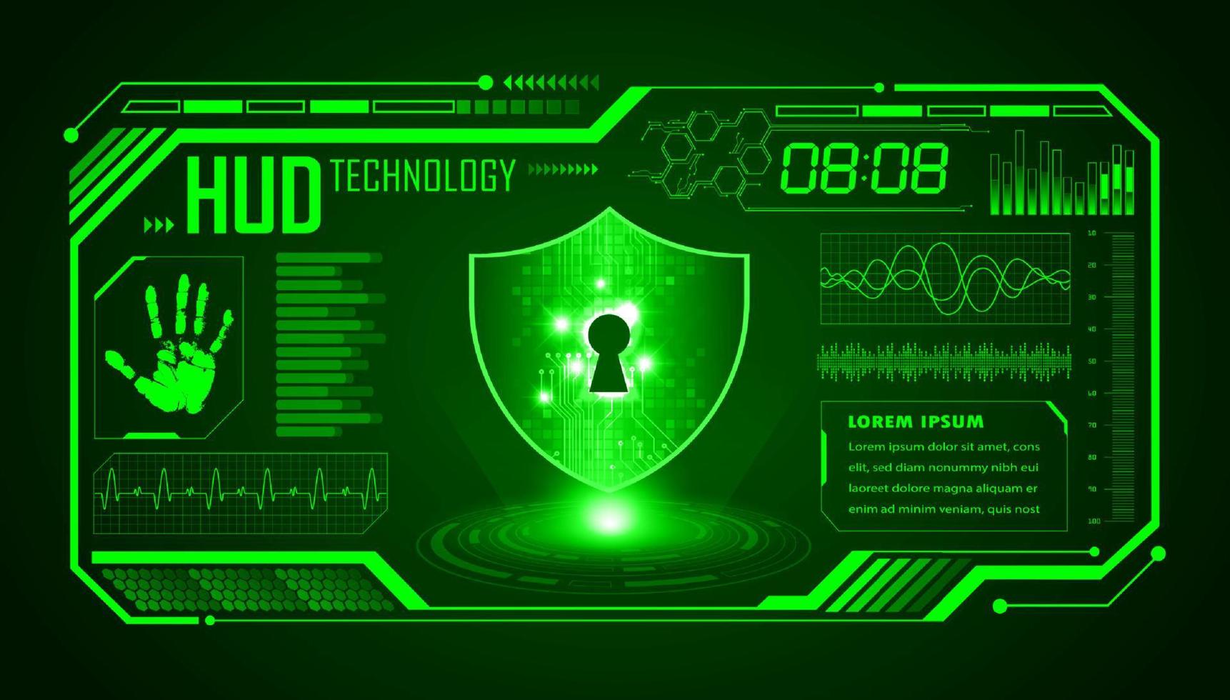 Modern HUD Technology Screen Background with lock vector