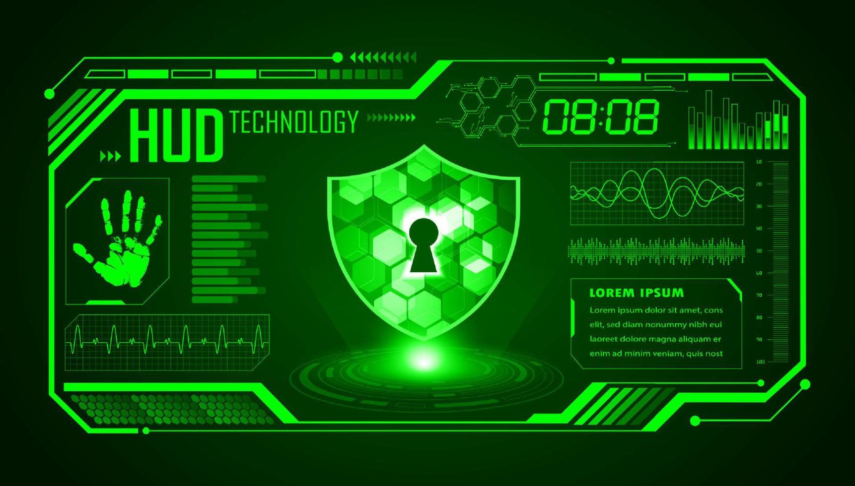 Modern HUD Technology Screen Background with lock vector