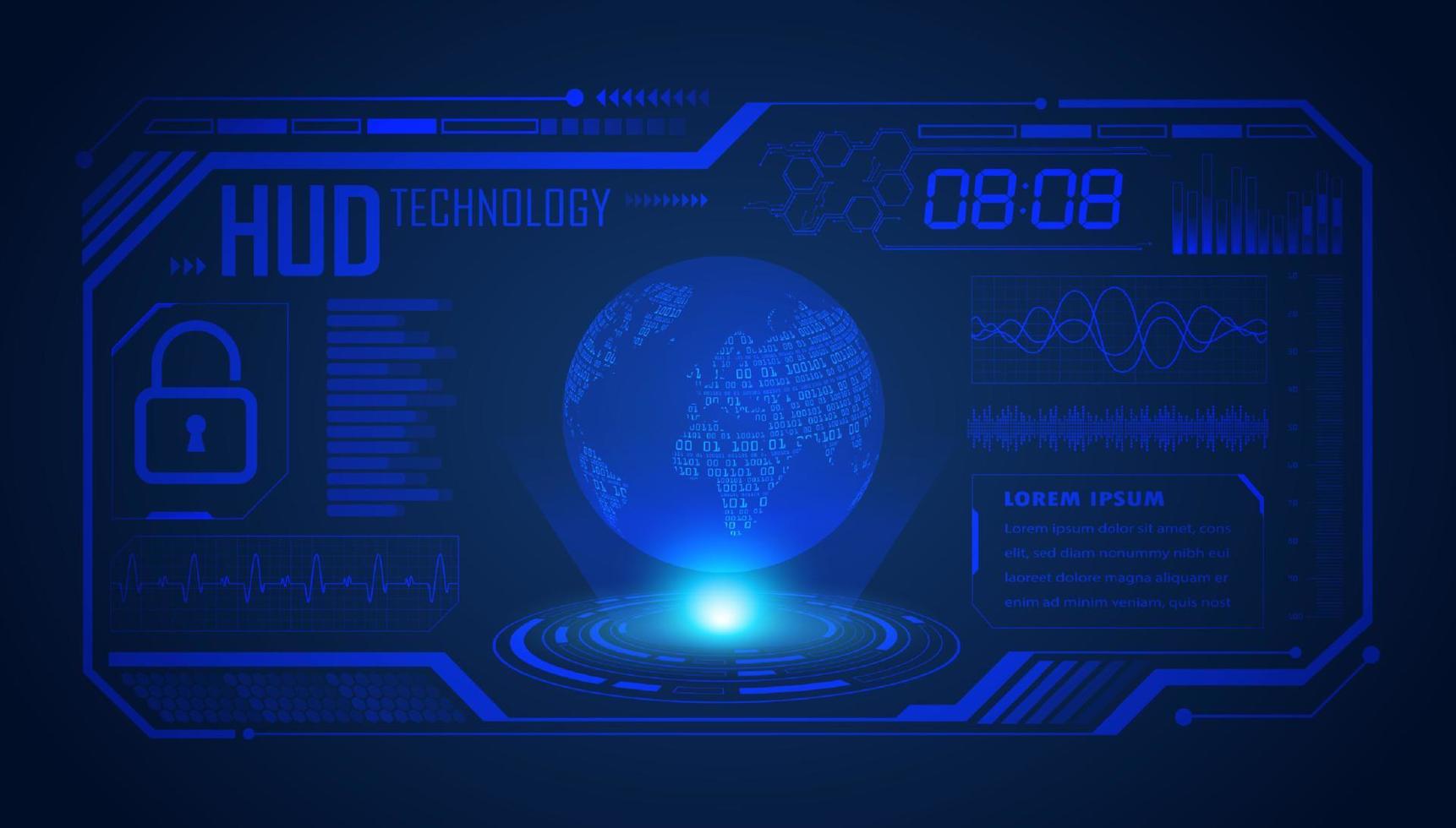 Modern HUD Technology Screen Background with blue globe vector
