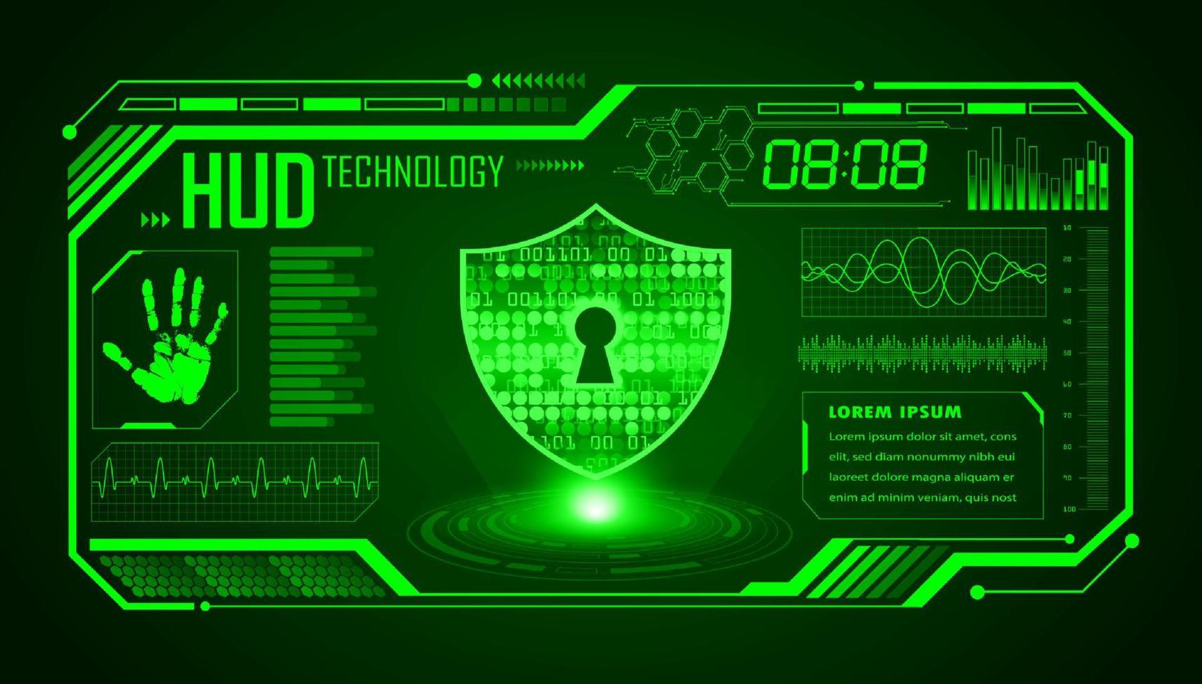 Modern HUD Technology Screen Background with lock vector