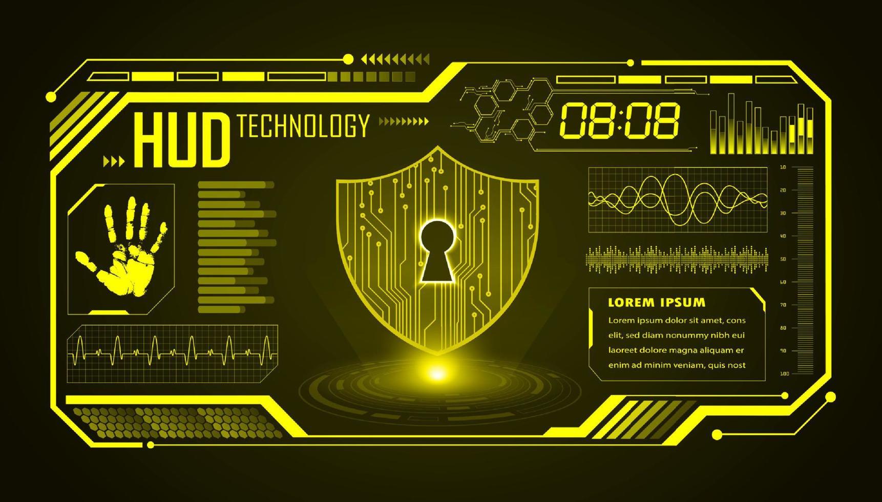 Modern HUD Technology Screen Background with lock vector