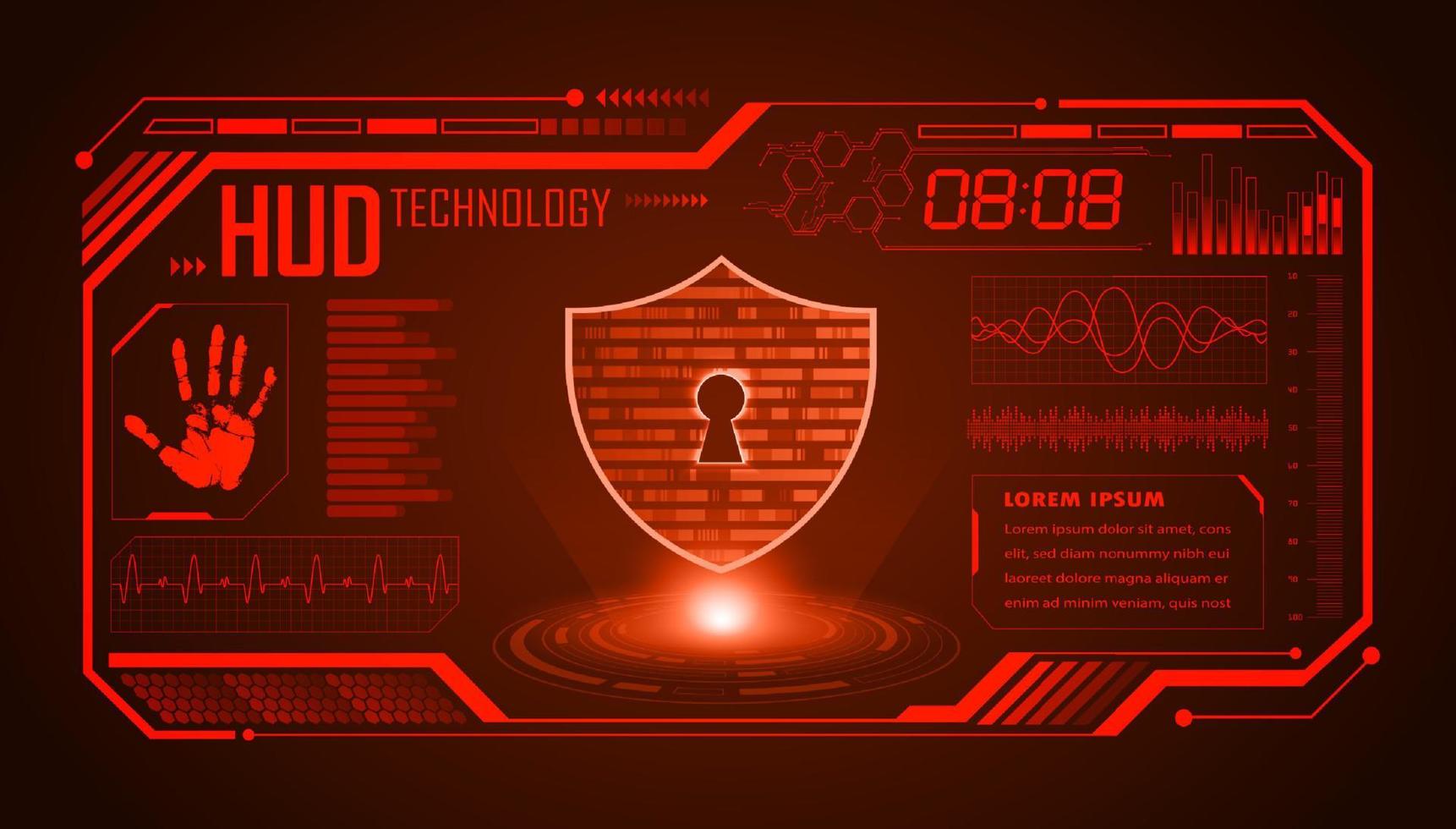 Modern HUD Technology Screen Background with lock vector