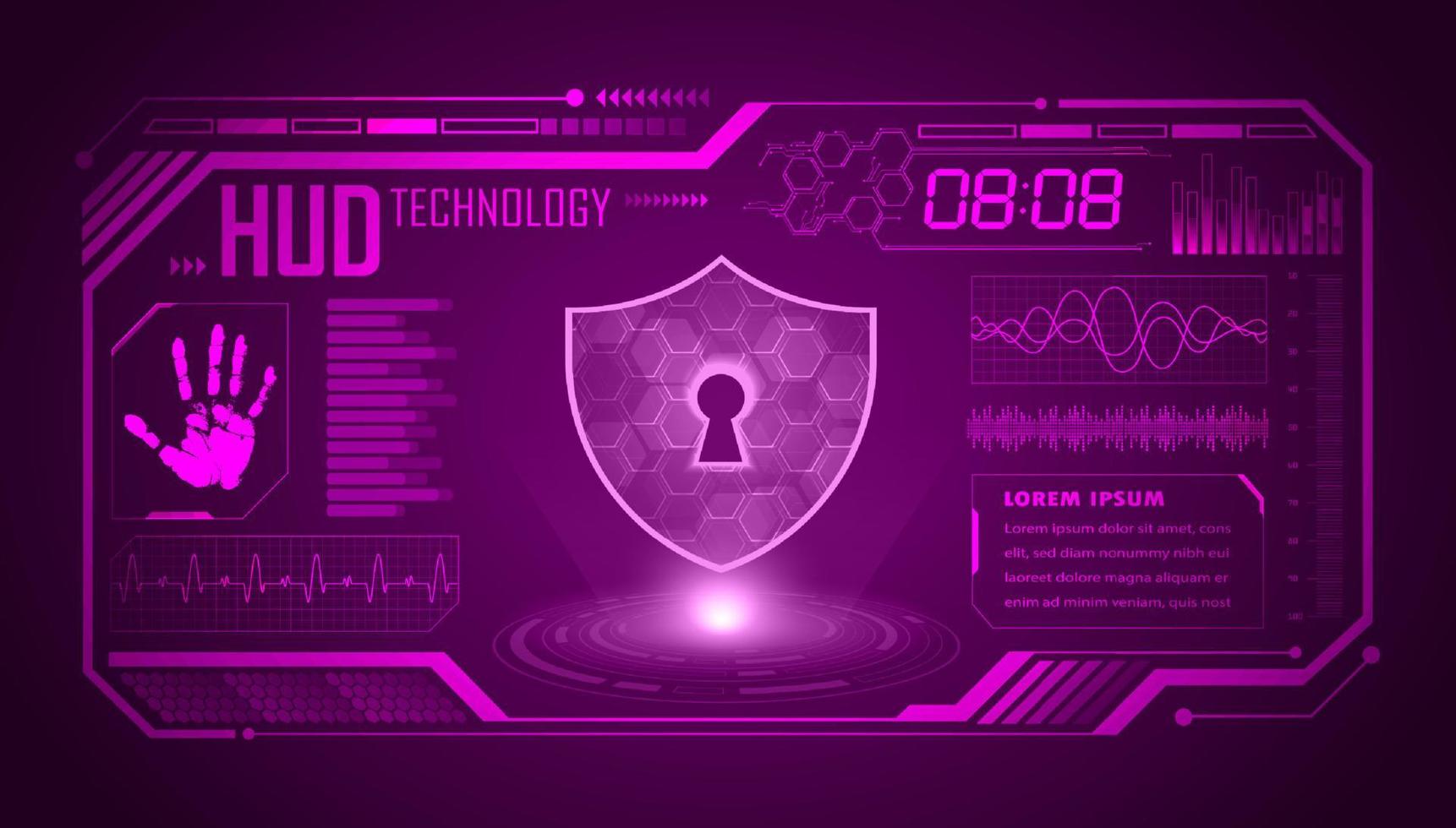 Modern HUD Technology Screen Background with lock vector