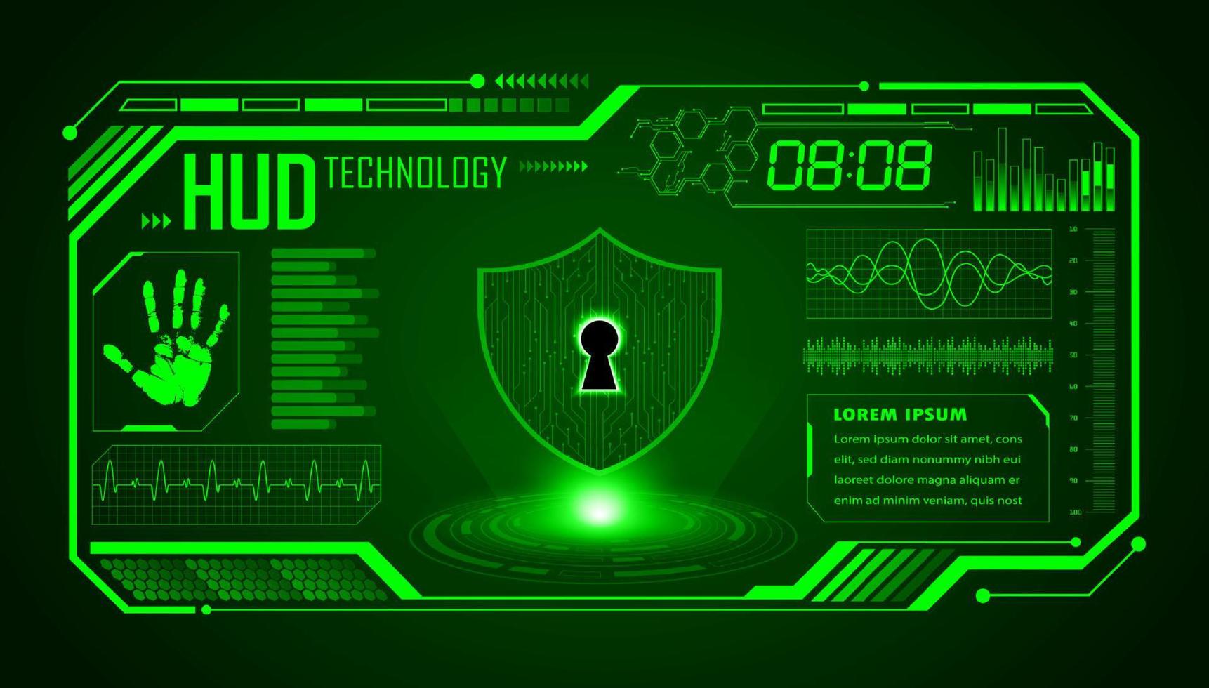 Modern HUD Technology Screen Background with lock vector