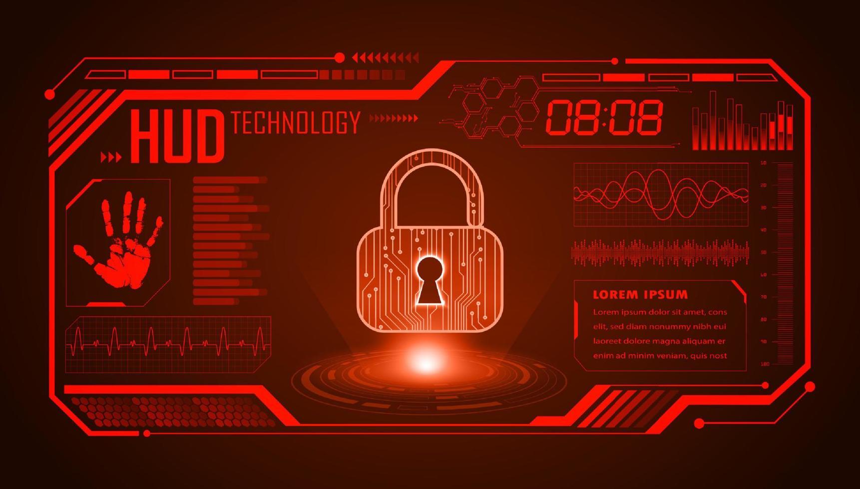 Modern HUD Technology Screen Background with lock vector