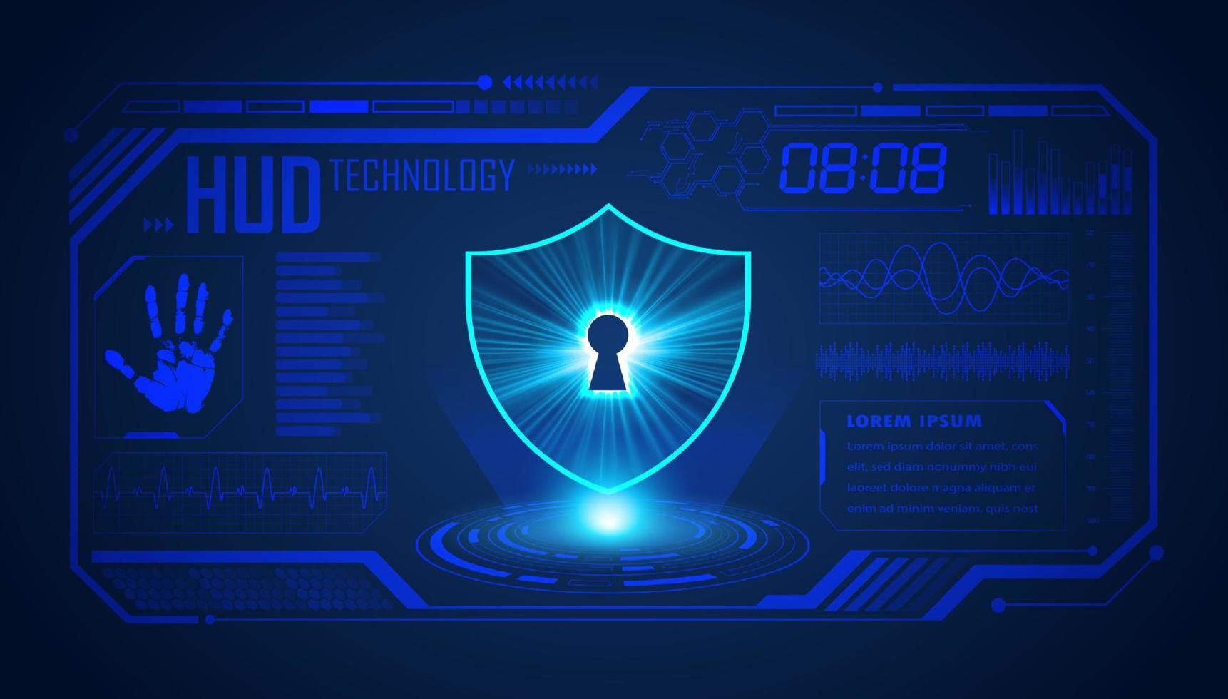 Modern HUD Technology Screen Background with lock vector