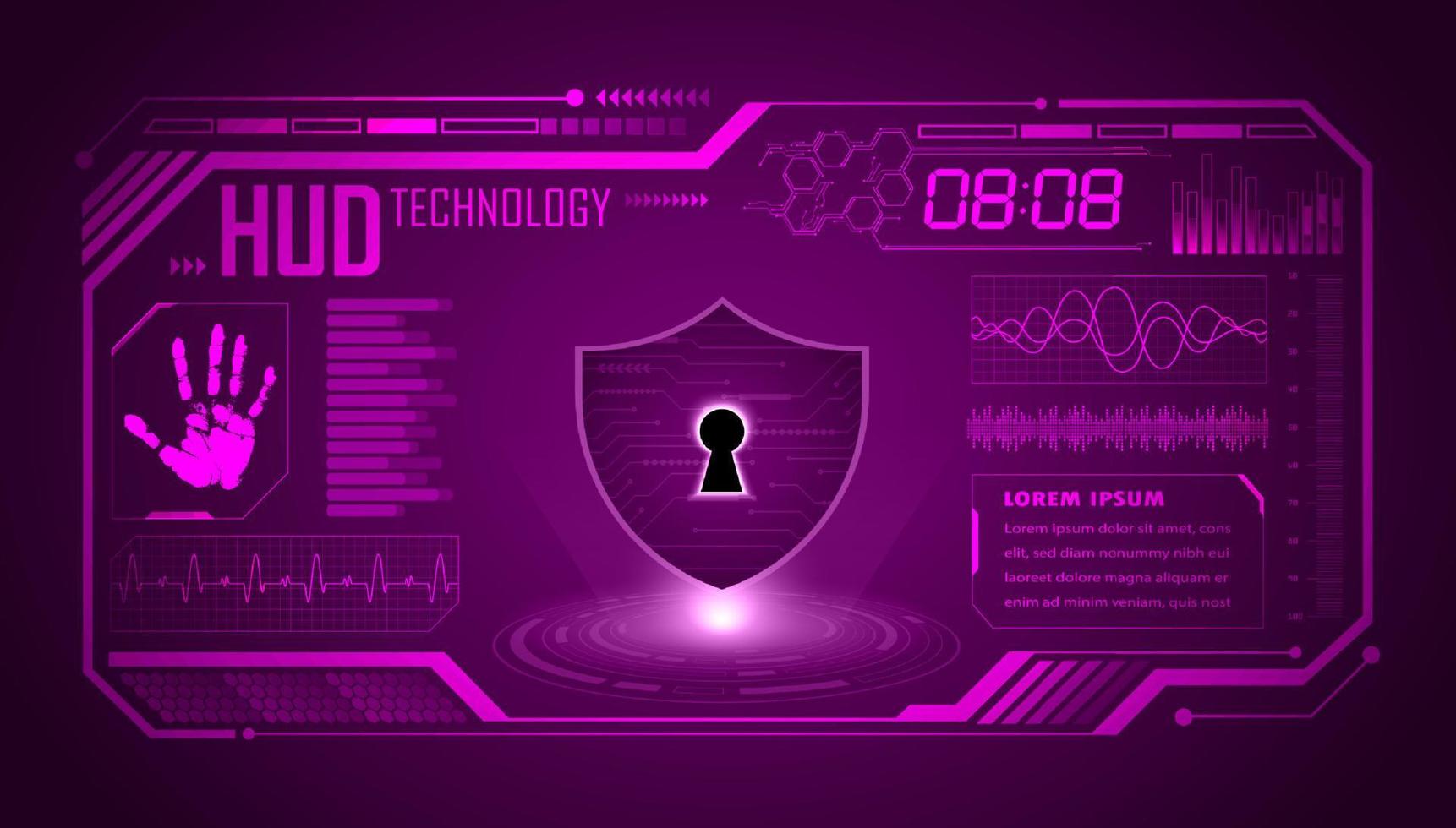 Modern HUD Technology Screen Background with lock vector