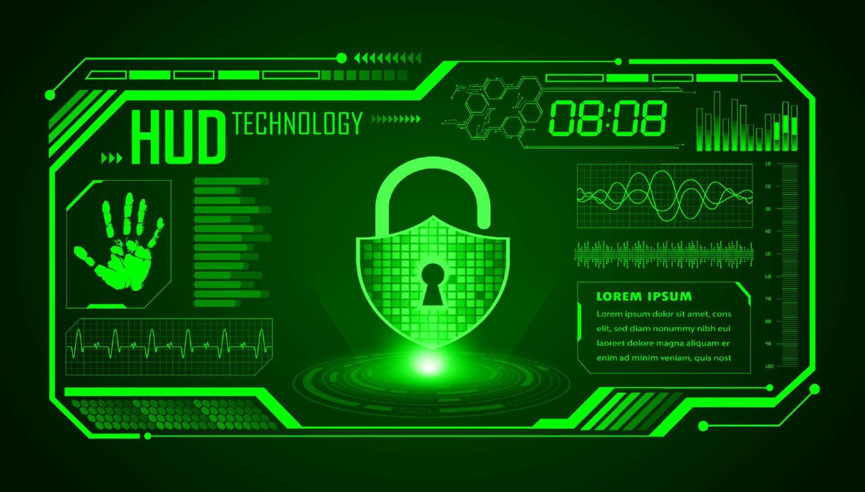 Modern HUD Technology Screen Background with lock vector