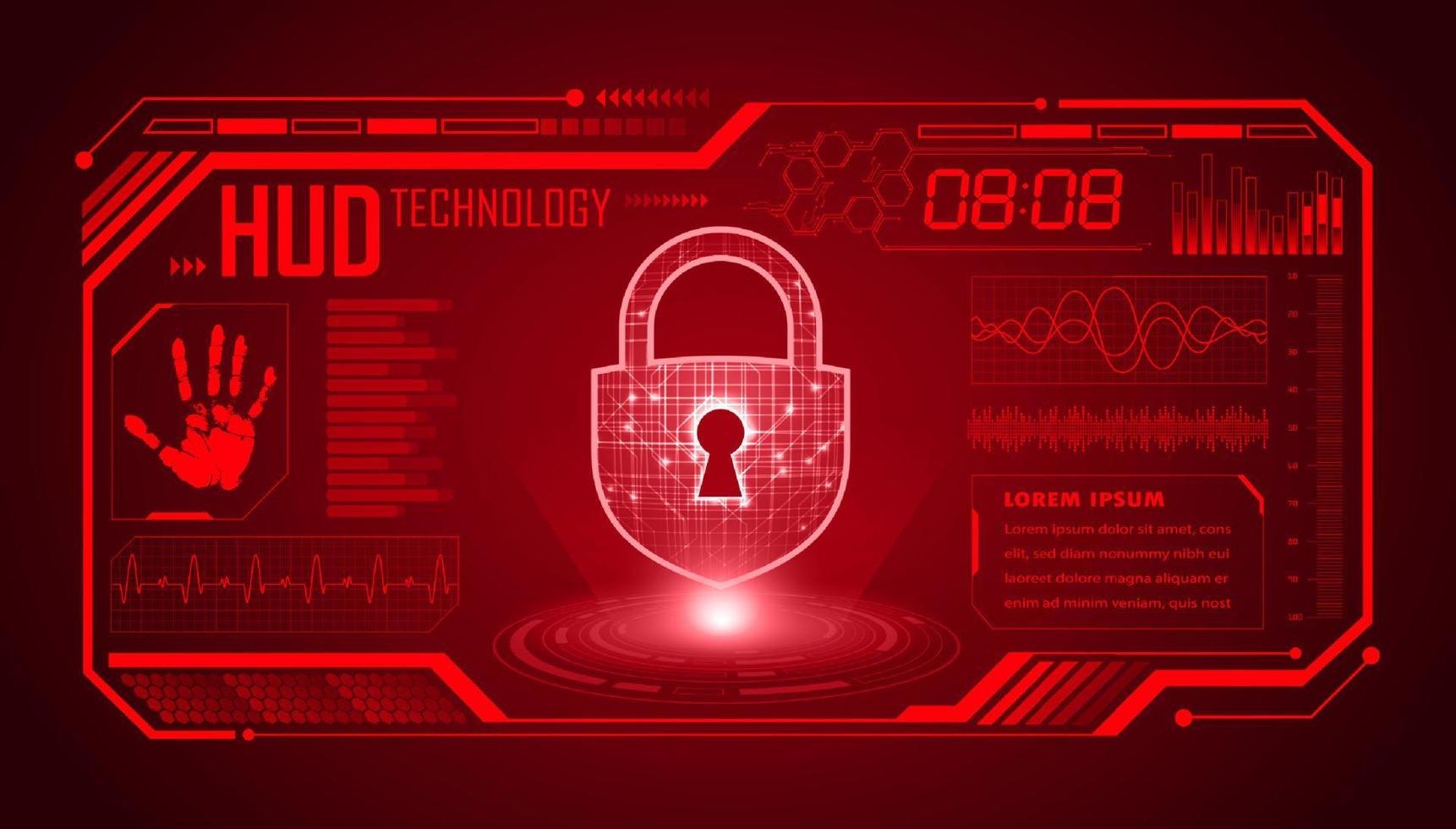 Modern HUD Technology Screen Background with lock vector